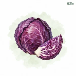 Aquarellillustration von Rotkohl (Brassica oleracea var. capitata f. rubra)