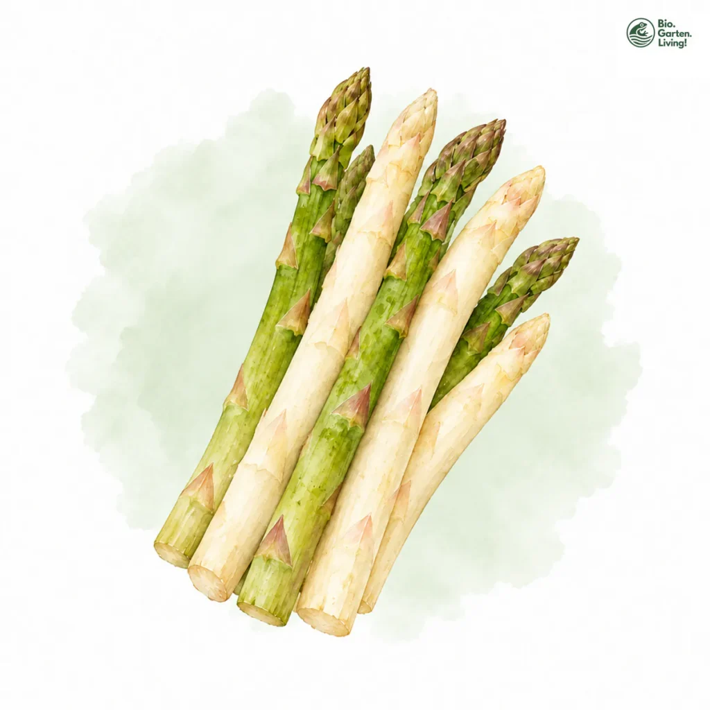 Aquarellillustration von Spargel (Asparagus officinalis)
