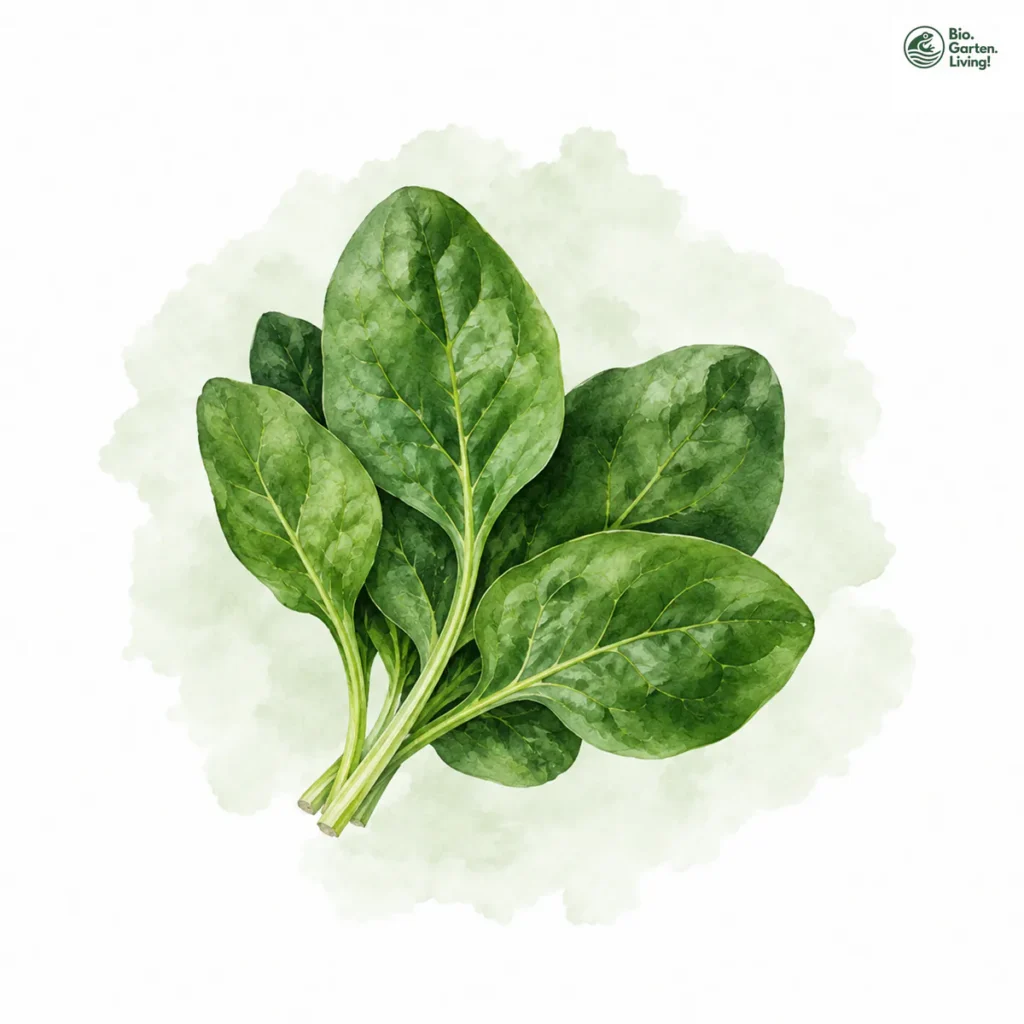 Aquarellillustration von Spinat (Spinacia oleracea)
