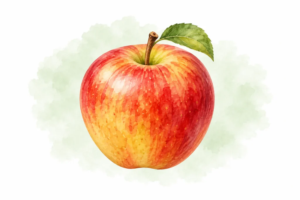 Aquarellillustration von Apfel (Malus domestica)