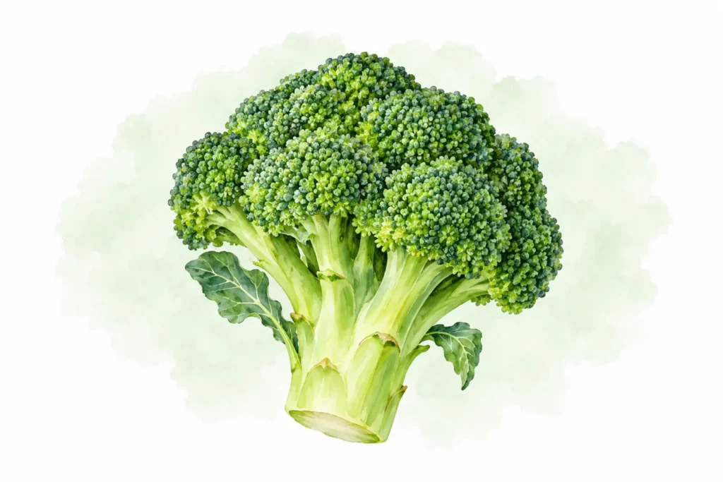 Aquarellillustration von Brokkoli (Brassica oleracea var. italica)