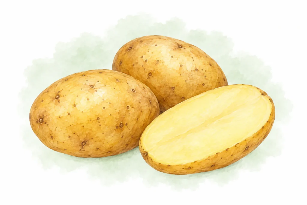 Aquarellillustration von Kartoffeln (Solanum tuberosum)