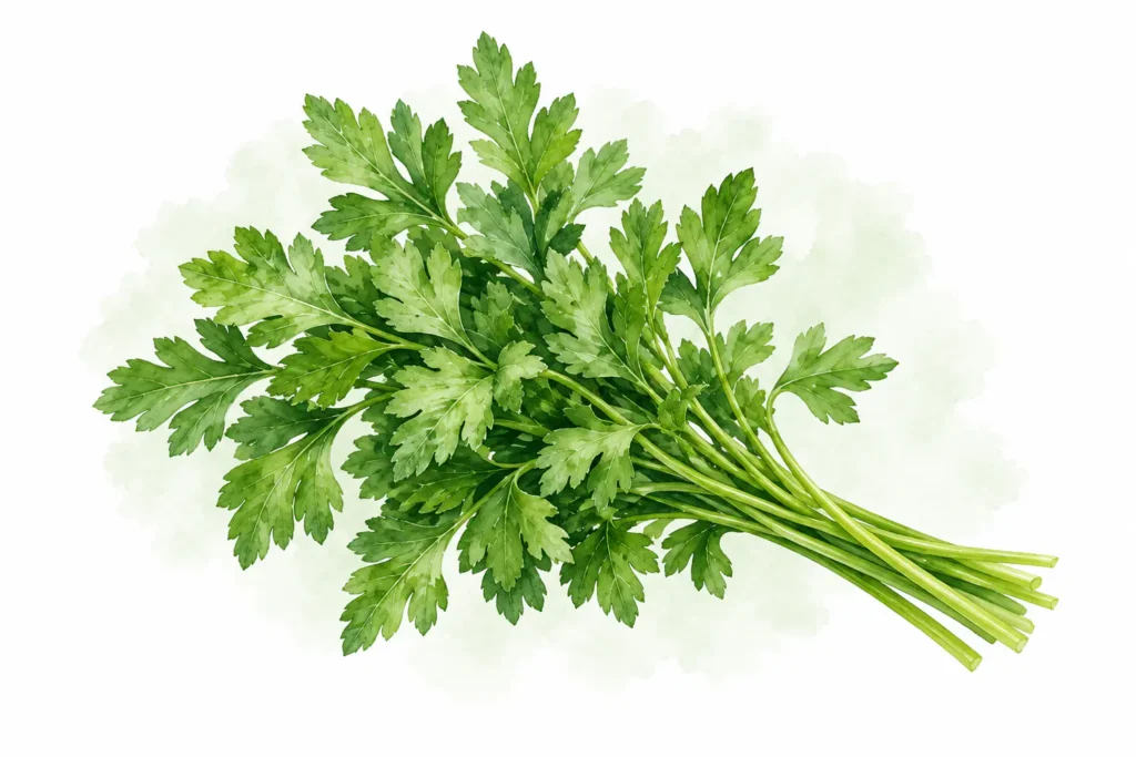 Aquarellillustration von Petersilie (Petroselinum crispum)