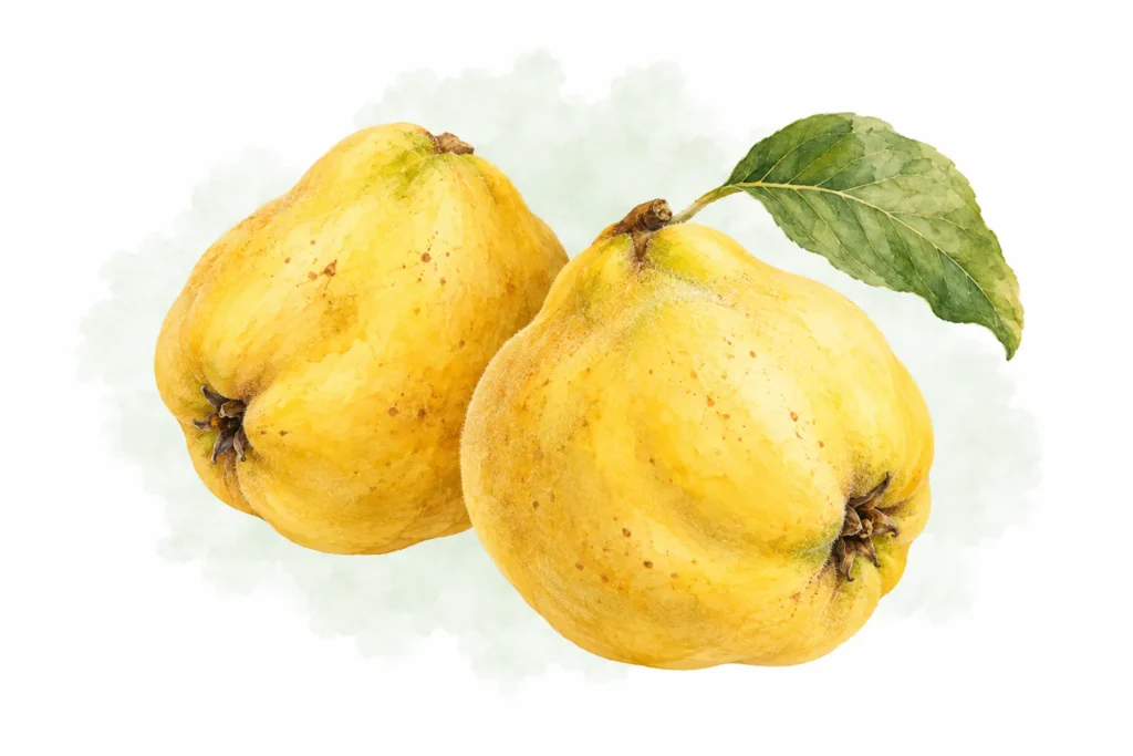 Aquarellillustration von Quitten (Cydonia oblonga)