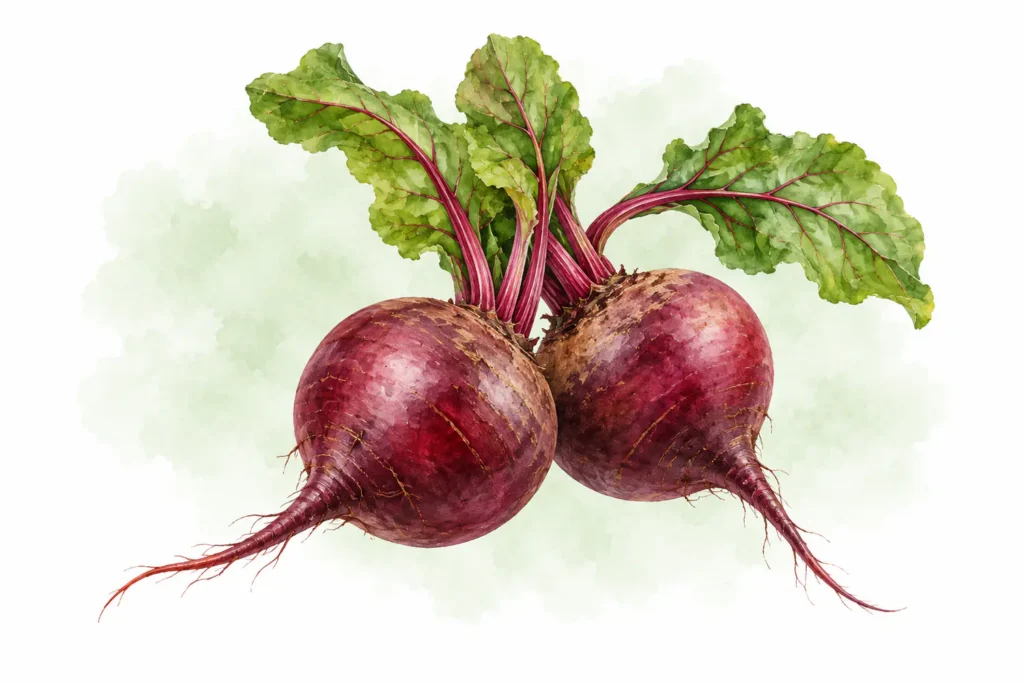 Aquarellillustration von Rote Bete (Beta vulgaris subsp. vulgaris)