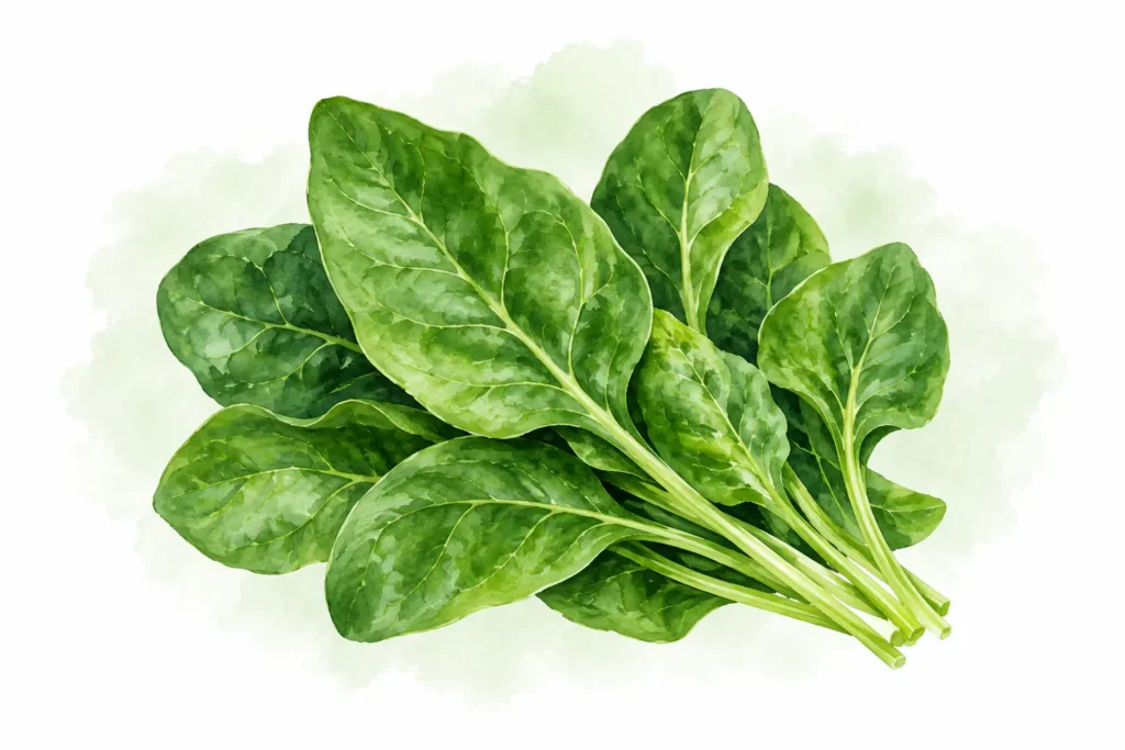 Aquarellillustration von Spinat (Spinacia oleracea)