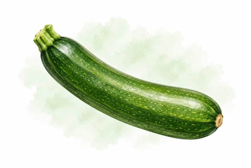 Aquarellillustration von Zucchini (Cucurbita pepo)