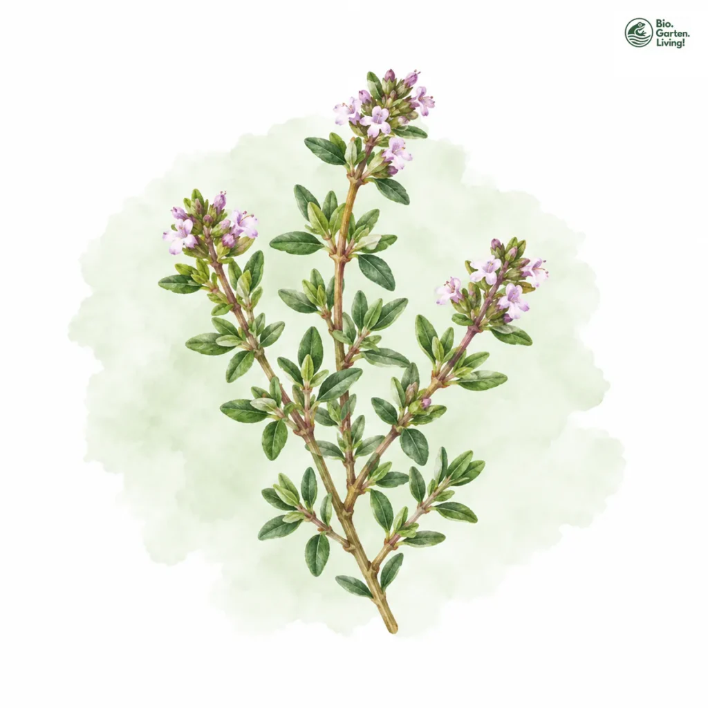 Aquarellillustration von Thymian (Thymus vulgaris)