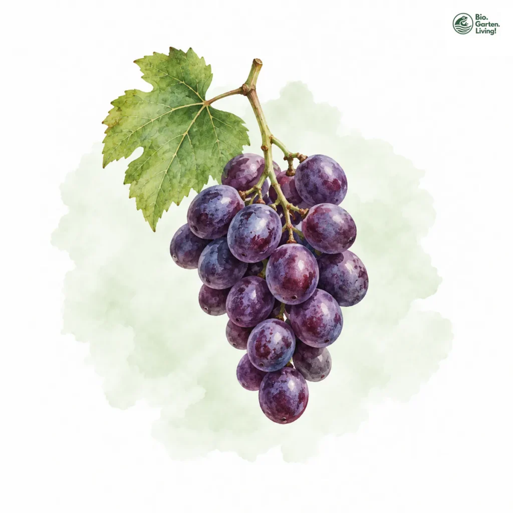 Aquarellillustration von Weintrauben (Vitis vinifera)