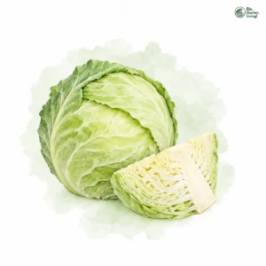 Aquarellillustration von Weißkohl (Brassica oleracea var. capitata f. alba)