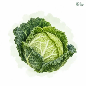 Aquarellillustration von Wirsingkohl (Brassica oleracea var. sabauda)