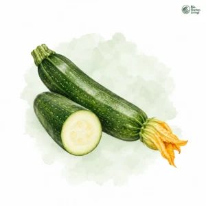 Aquarellillustration von Zucchini (Cucurbita pepo)