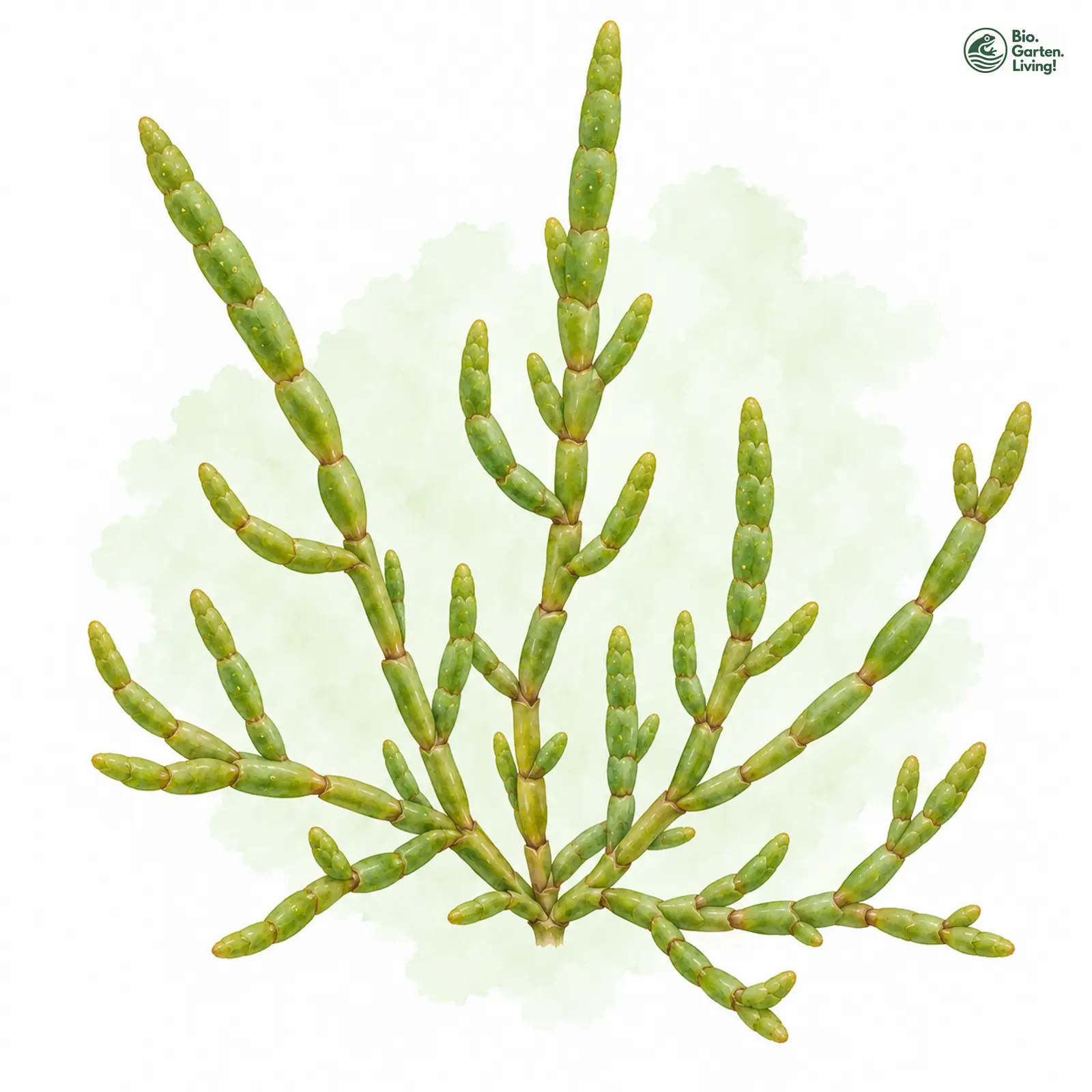 Aquarellzeichnung: Sandwatt-Queller (Salicornia procumbens (im weiteren Sinne))