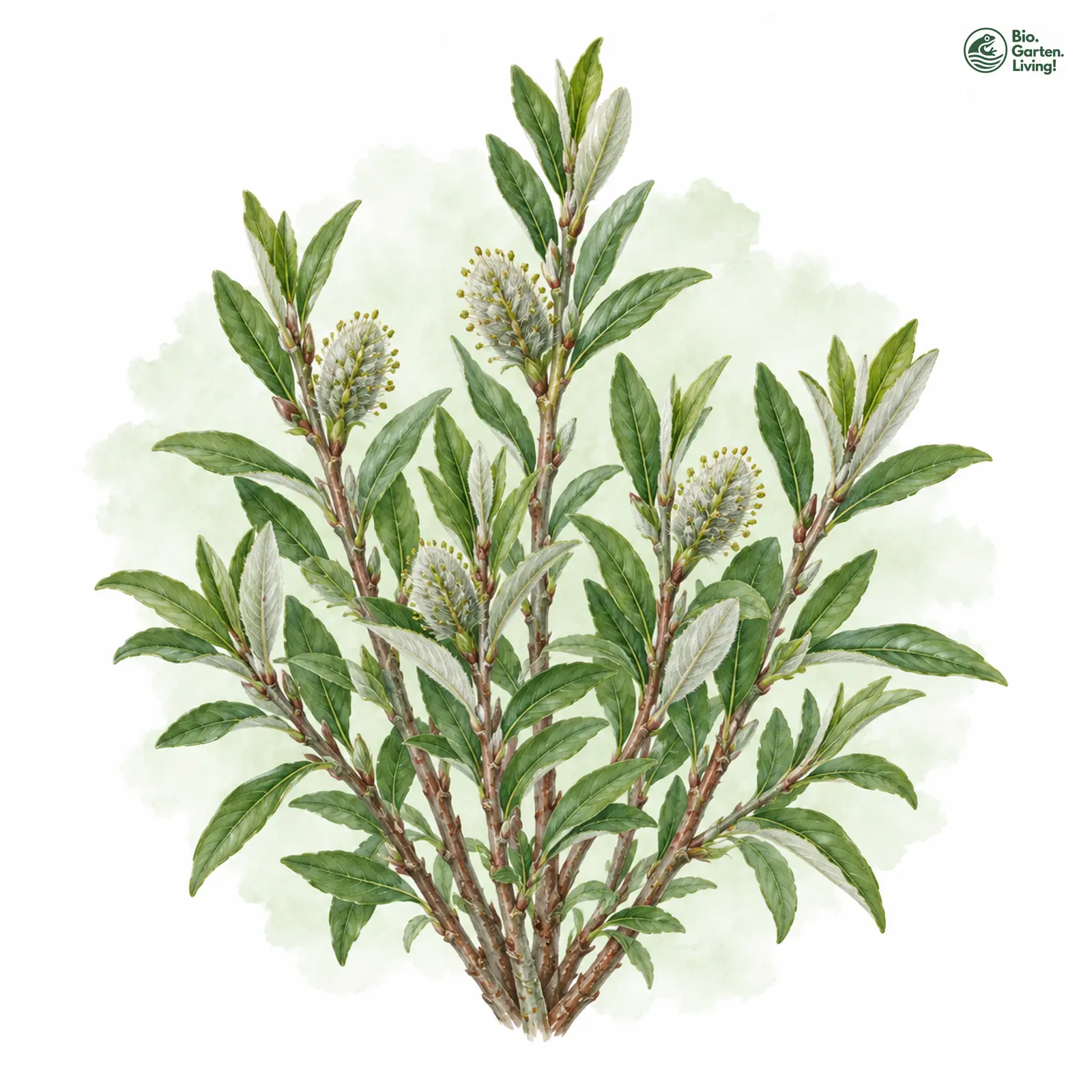 Aquarellzeichnung: Kurzfrüchtige Weide (Salix brachycarpa)