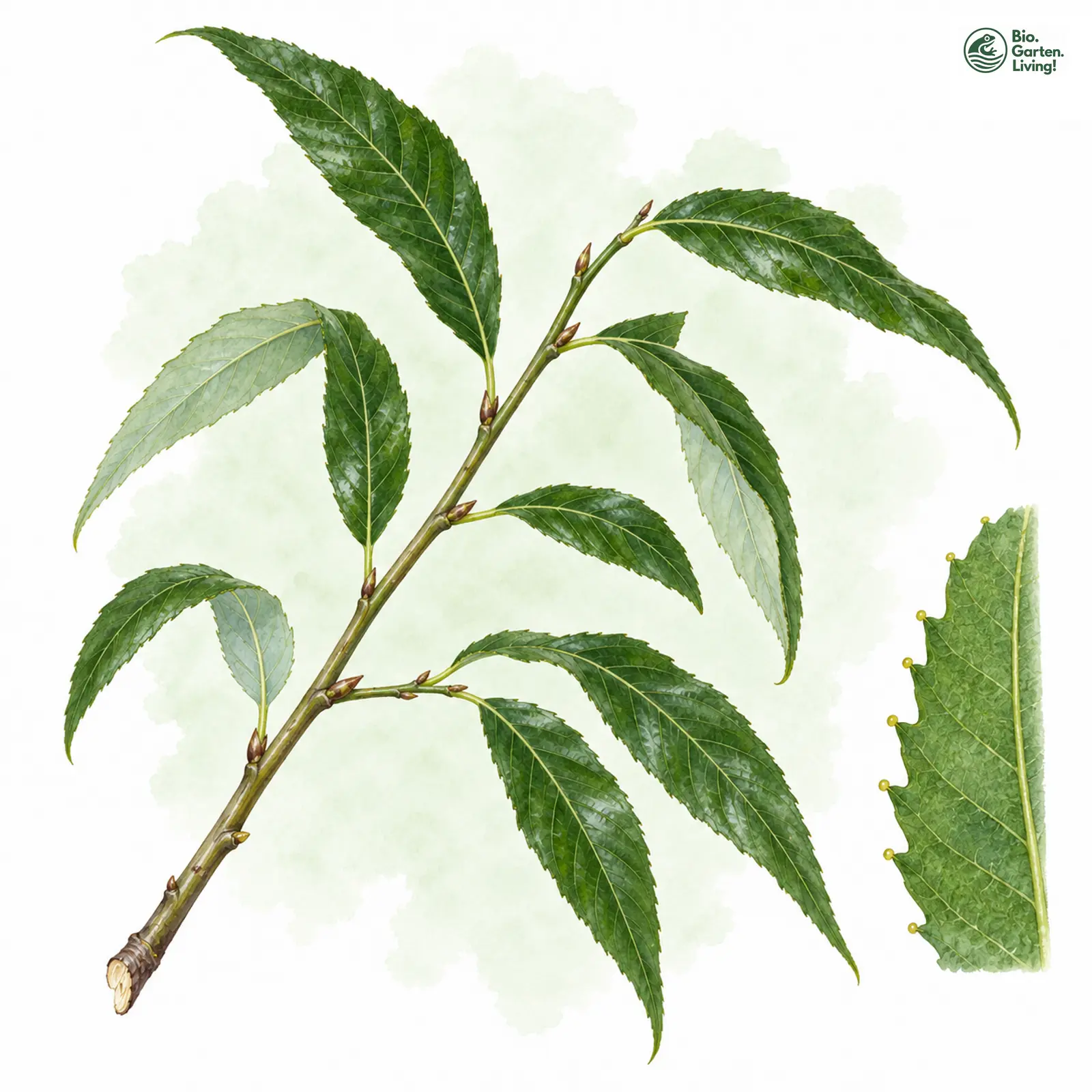Aquarellzeichnung: Bruch-Weide (Salix fragilis)