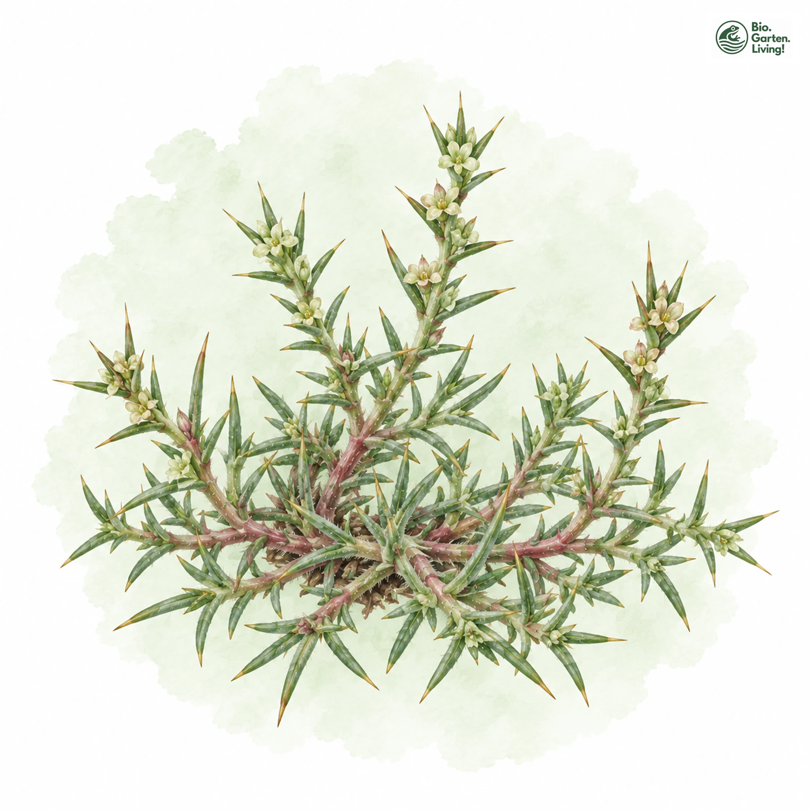 Aquarellzeichnung: Küsten-Salzkraut (Salsola kali (im engeren Sinne))