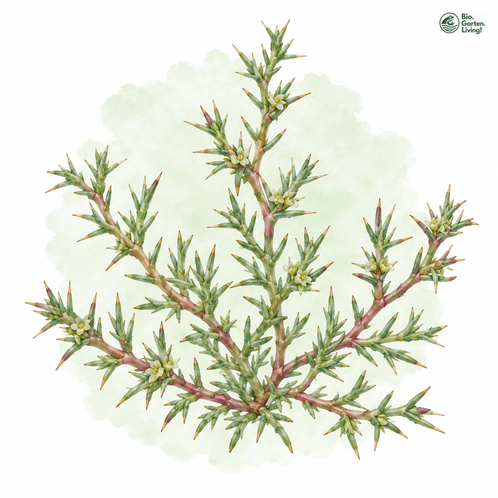 Aquarellzeichnung: Küsten-Salzkraut (Salsola kali (im weiteren Sinne))