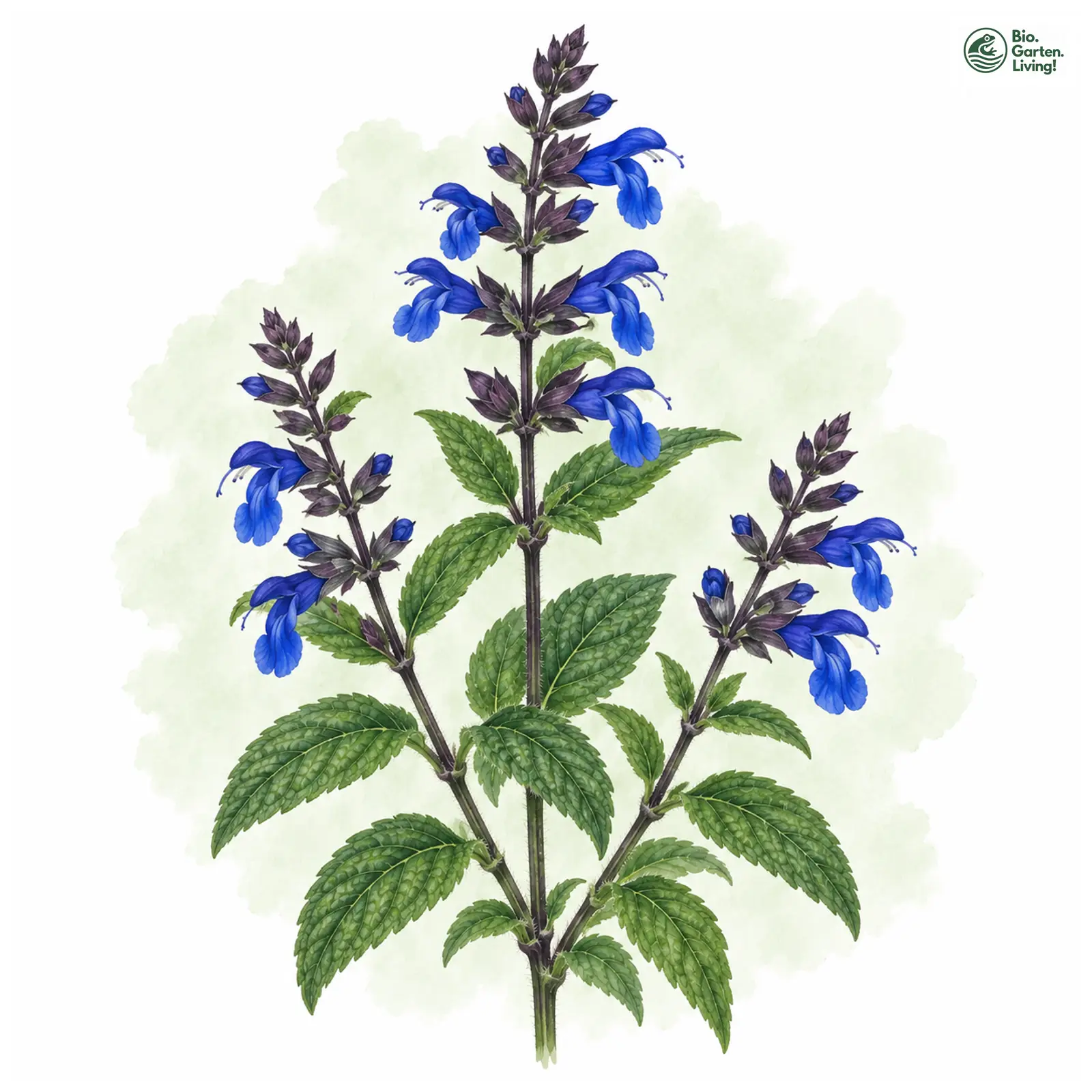 Aquarellzeichnung: Südamerika-Salbei (Salvia guaranitica)