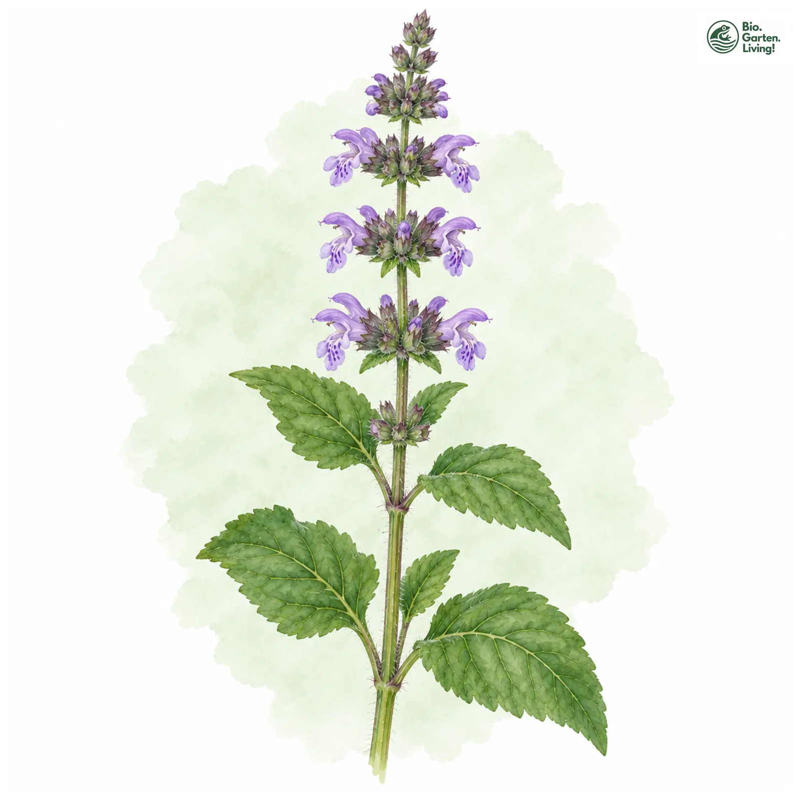 Aquarellzeichnung: Quirlblütiger Salbei (Salvia verticillata)