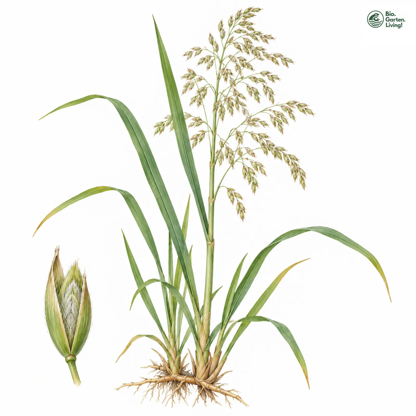 Aquarellzeichnung: Märkisches Schwingelschilf (Scolochloa marchica)