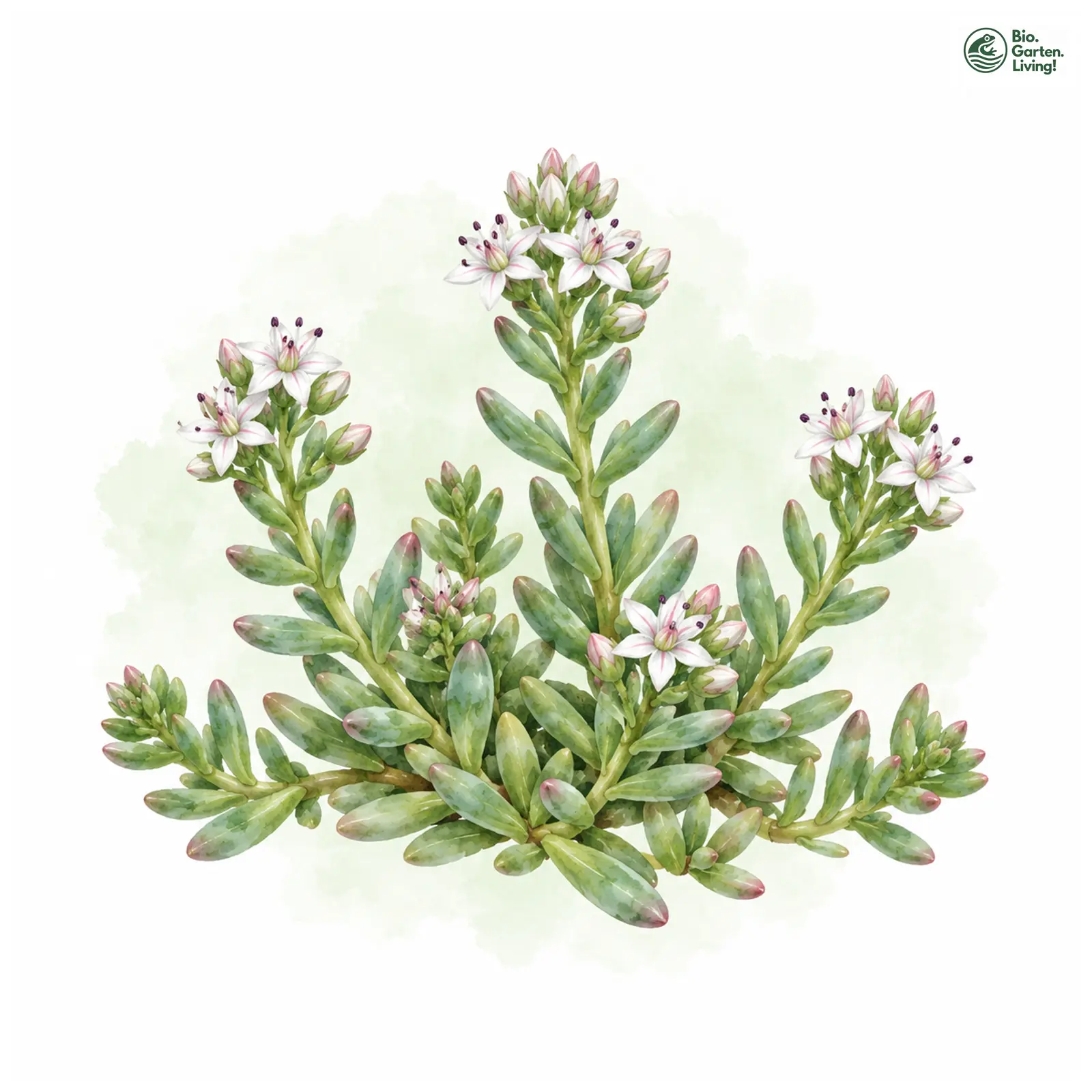 Aquarellzeichnung: Spanischer Mauerpfeffer (Sedum hispanicum)
