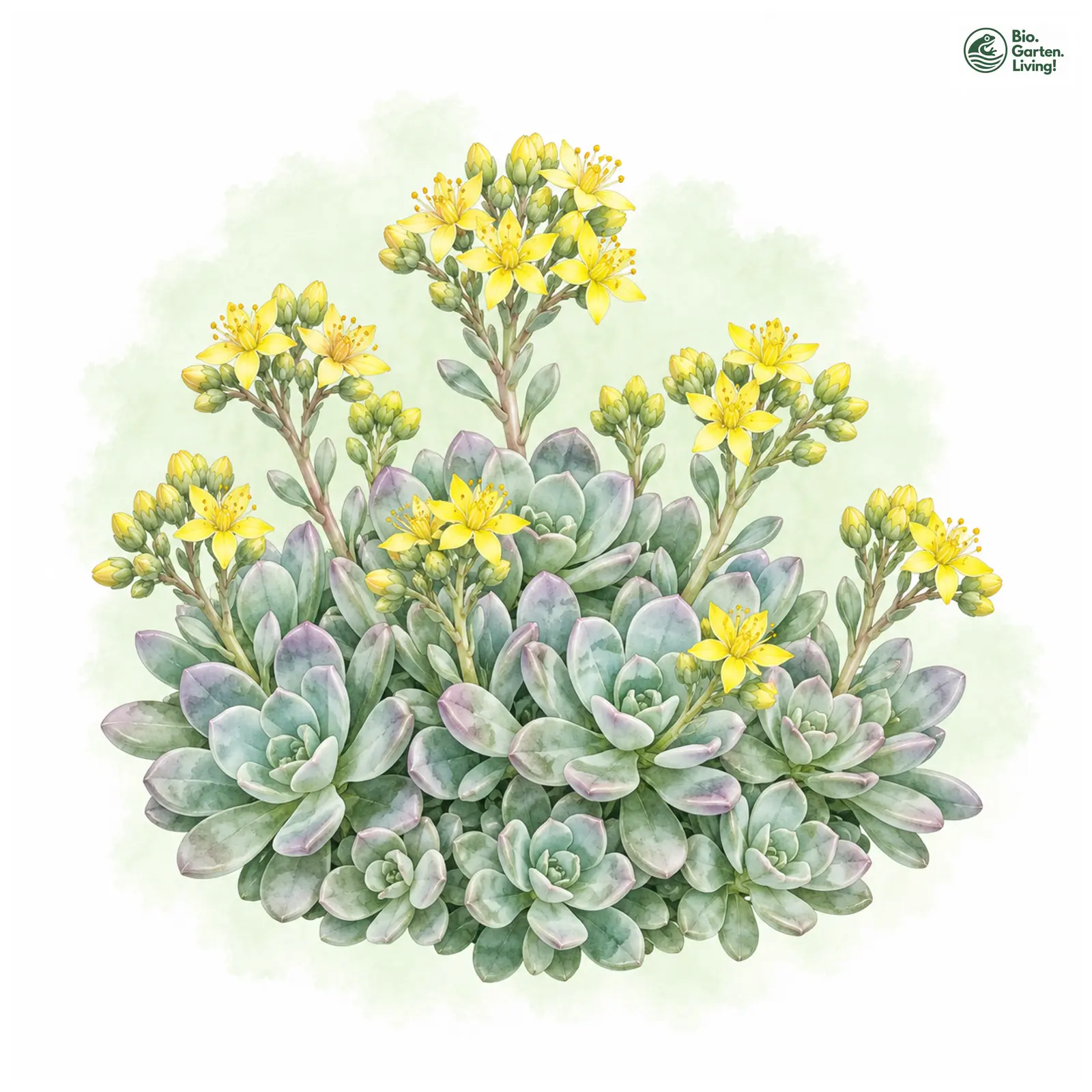 Aquarellzeichnung: Spatelblättrige Fetthenne (Sedum spathulifolium)