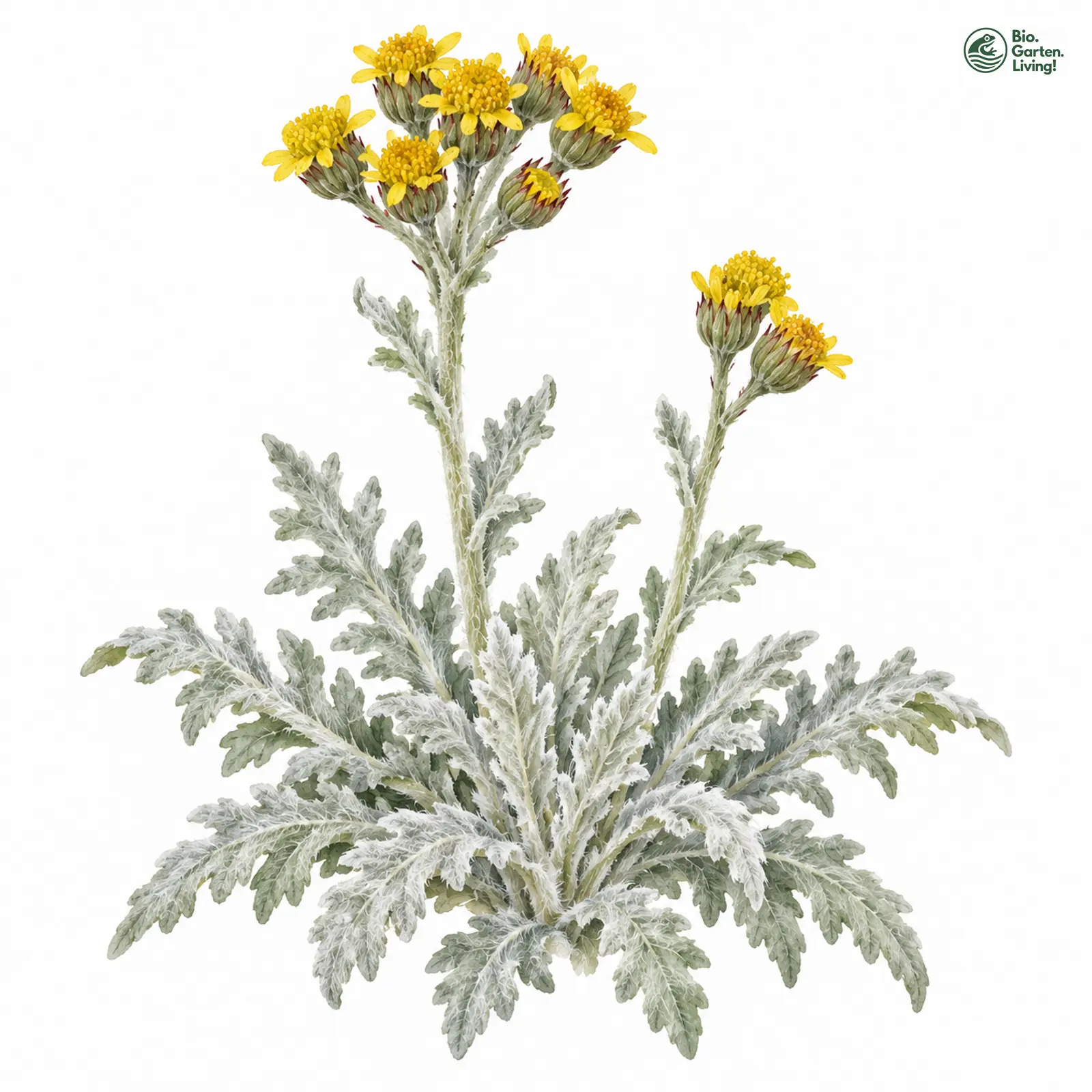 Aquarellzeichnung: Weißgraues Greiskraut (Senecio incanus (im weiteren Sinne))