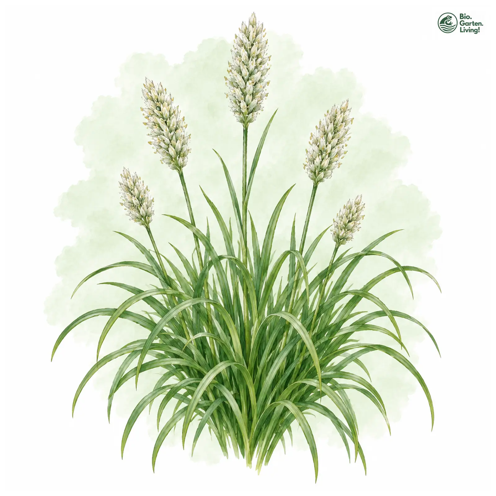 Aquarellzeichnung: Silber-Kopfgras (Sesleria argentea)