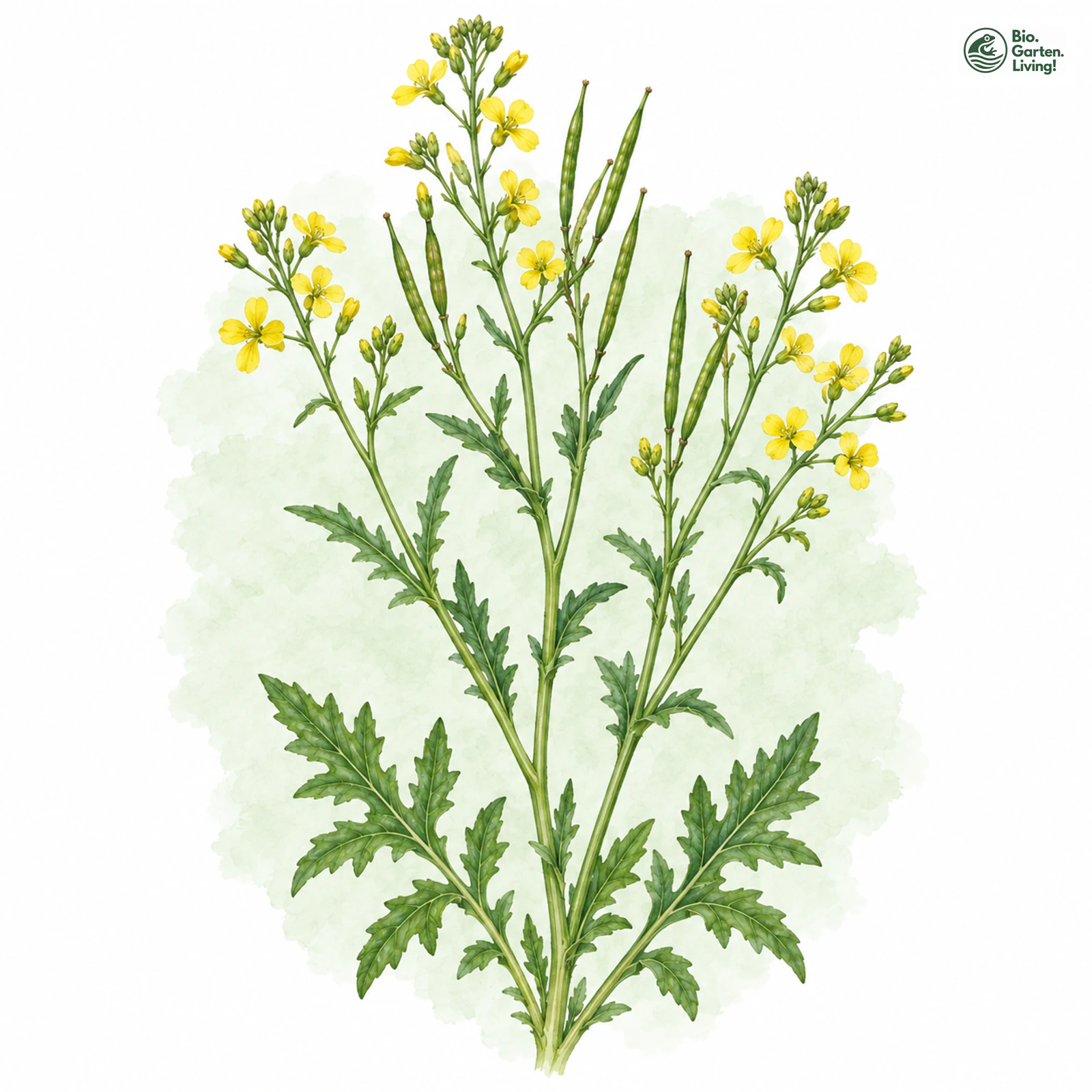 Aquarellzeichnung: Österreichische Rauke (Sisymbrium austriacum)