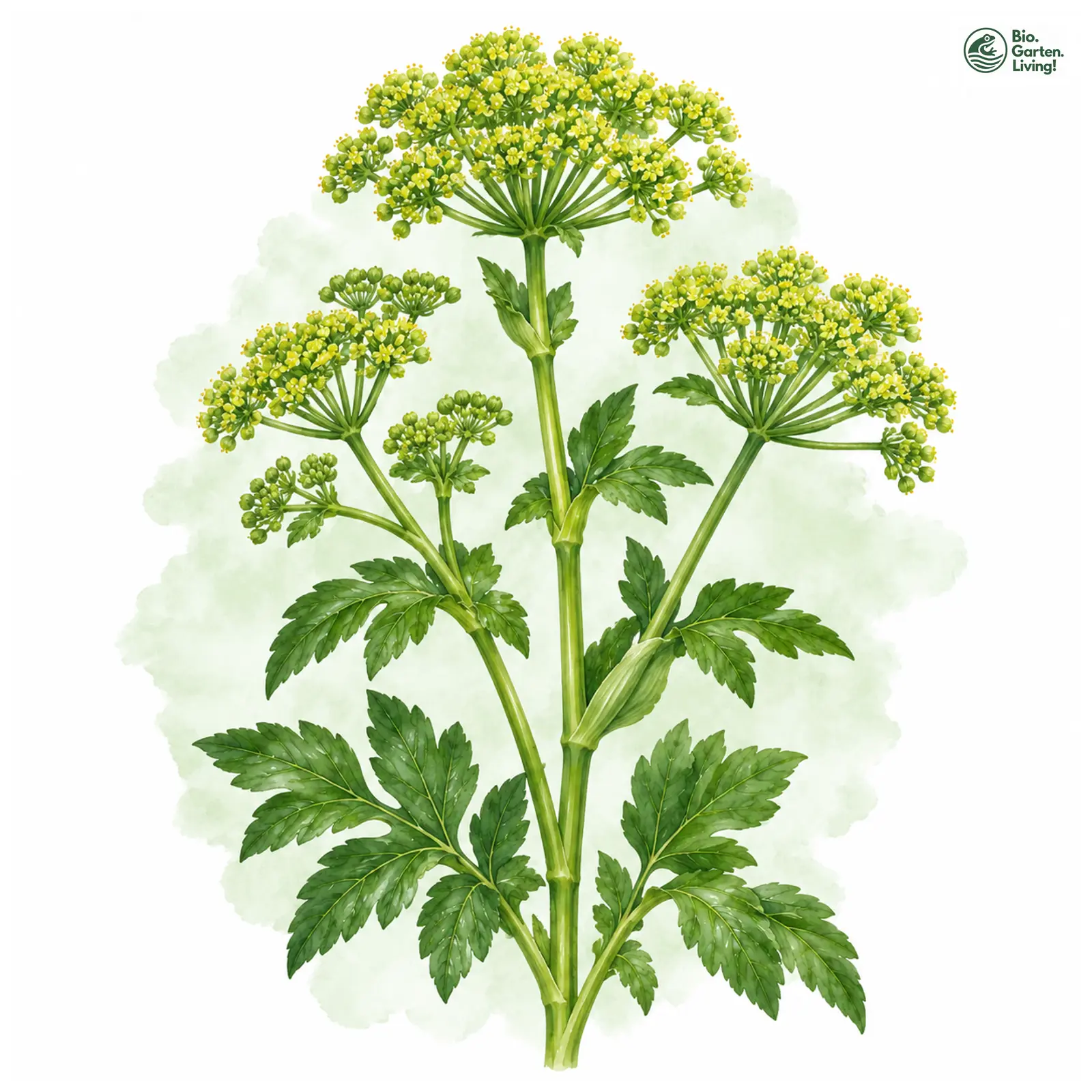 Aquarellzeichnung: Pferdeeppich (Smyrnium olusatrum)