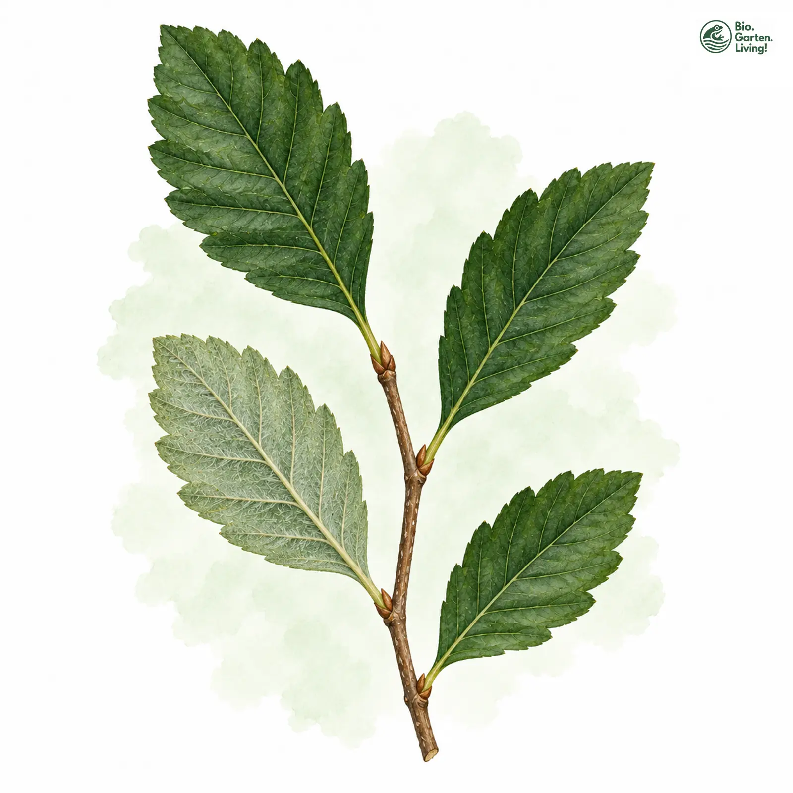 Aquarellzeichnung: Gauckler-Mehlbeere (Sorbus gauckleri)
