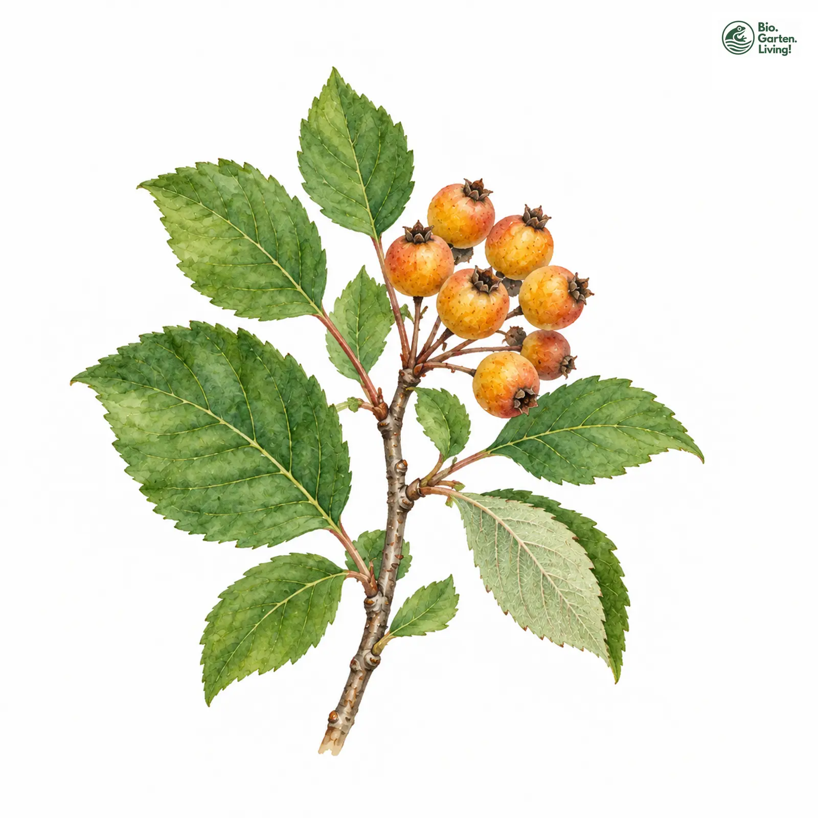 Aquarellzeichnung: Thüngersheimer Mehlbeere (Sorbus haesitans)