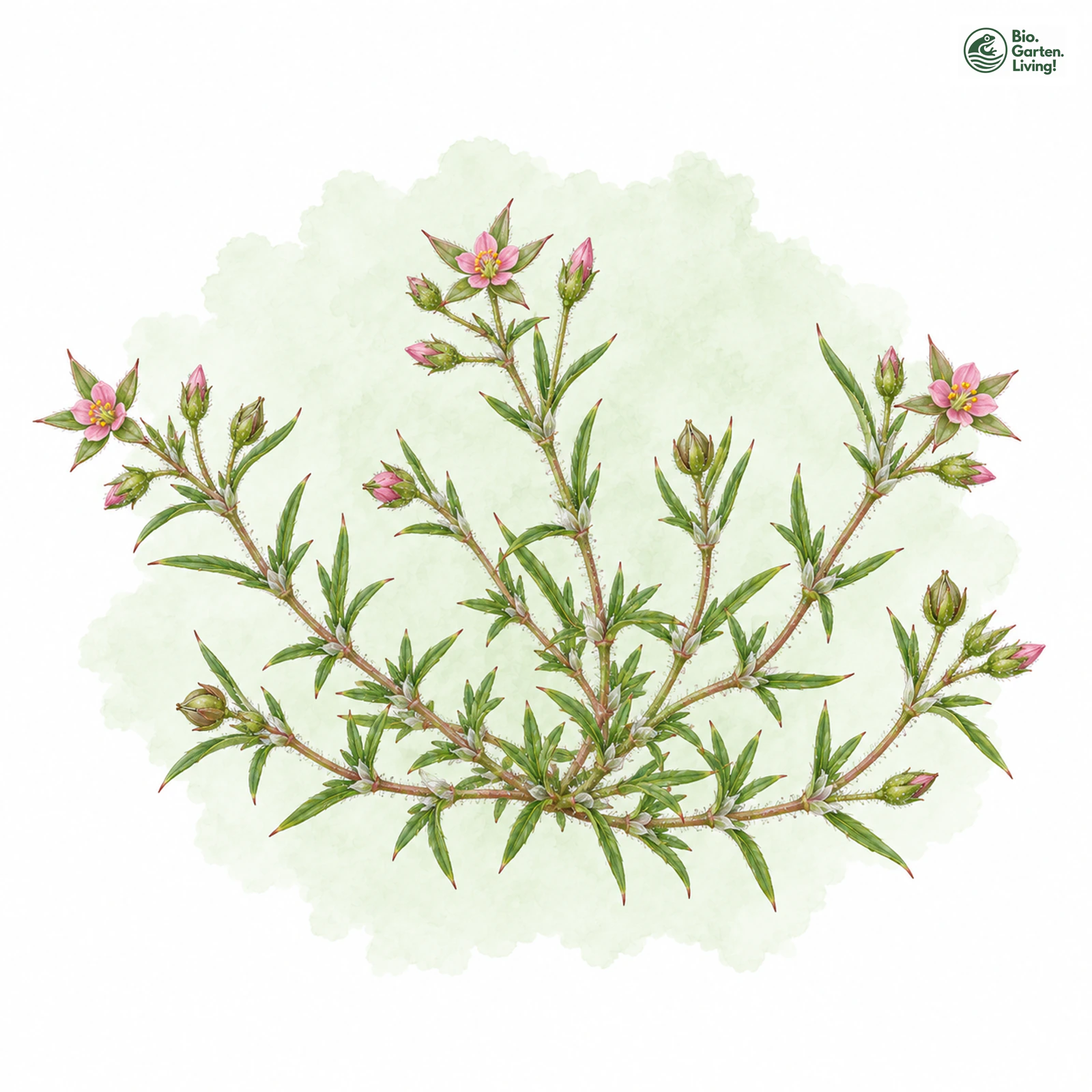 Aquarellzeichnung: Rote Schuppenmiere (Spergularia rubra)