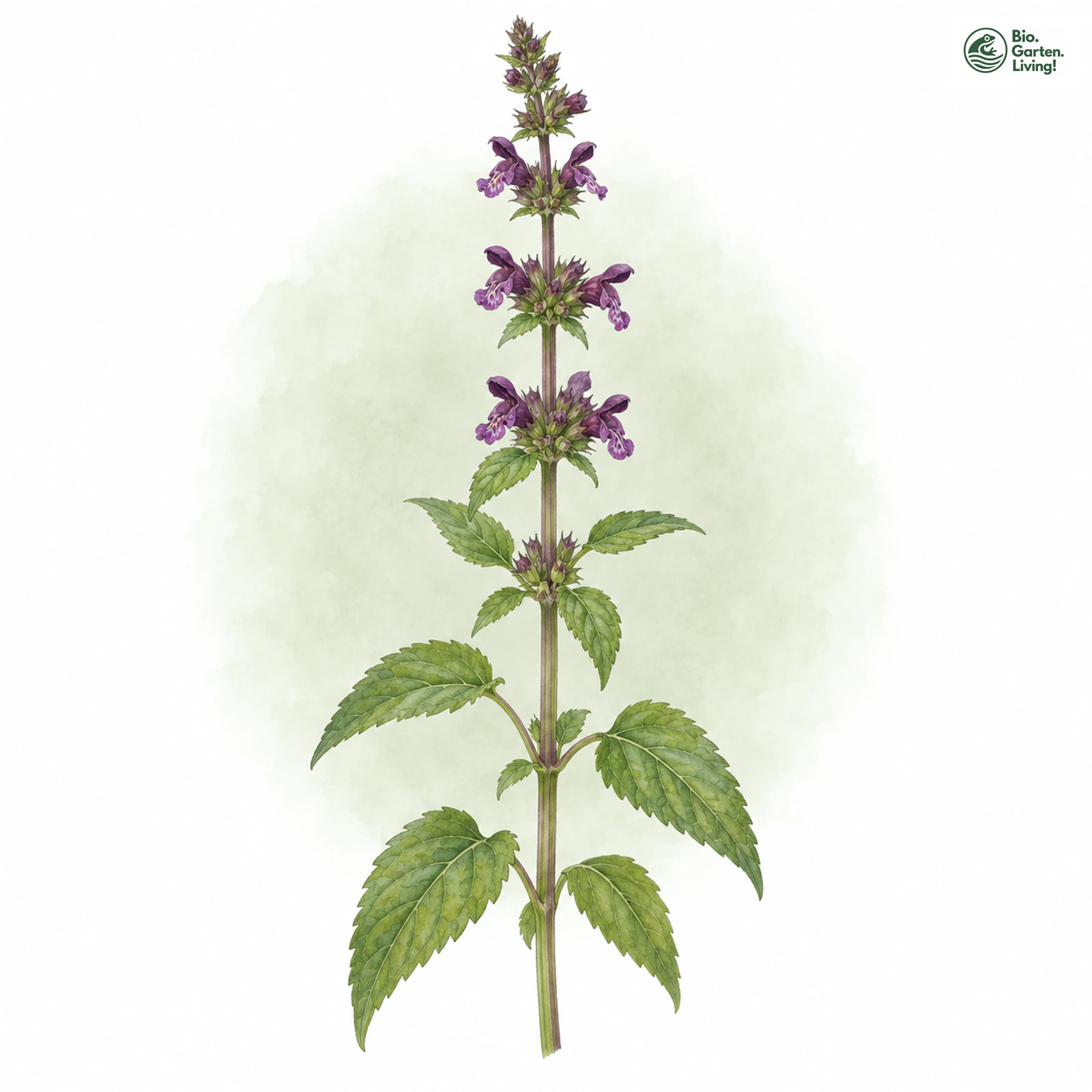 Aquarellzeichnung: Zweifelhafter Ziest (Stachys ambigua)