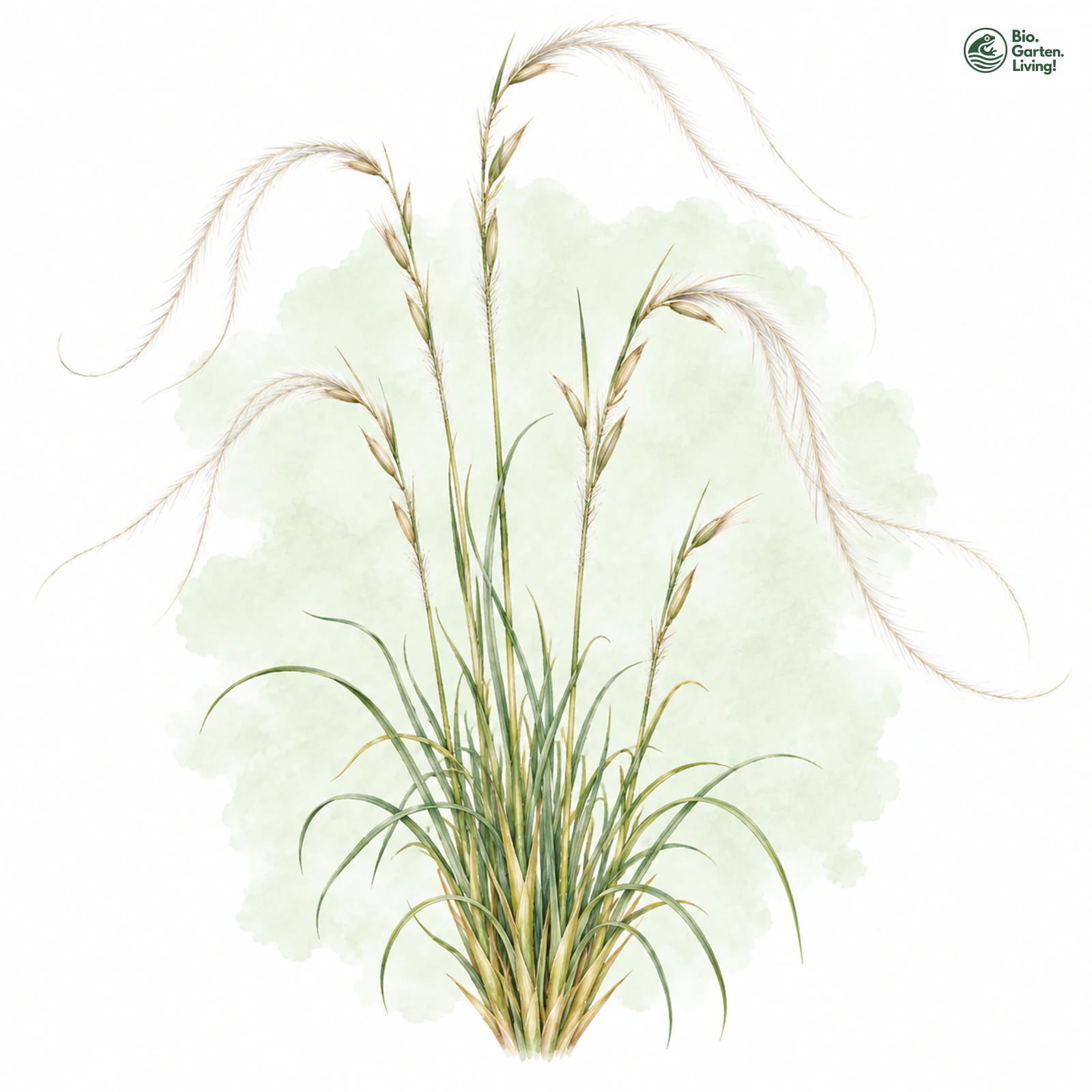 Aquarellzeichnung: Zierliches Federgras (Stipa eriocaulis)