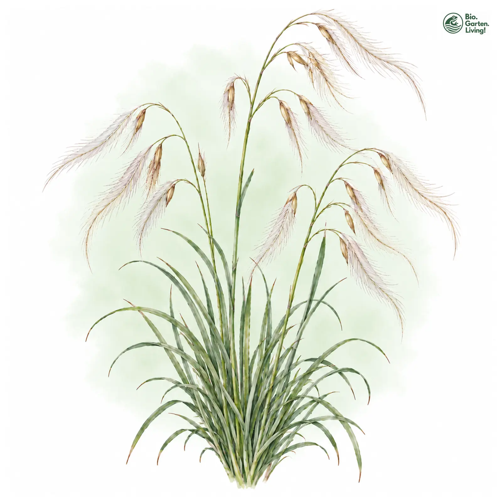 Aquarellzeichnung: Echtes Federgras (Stipa pennata (im engeren Sinne))