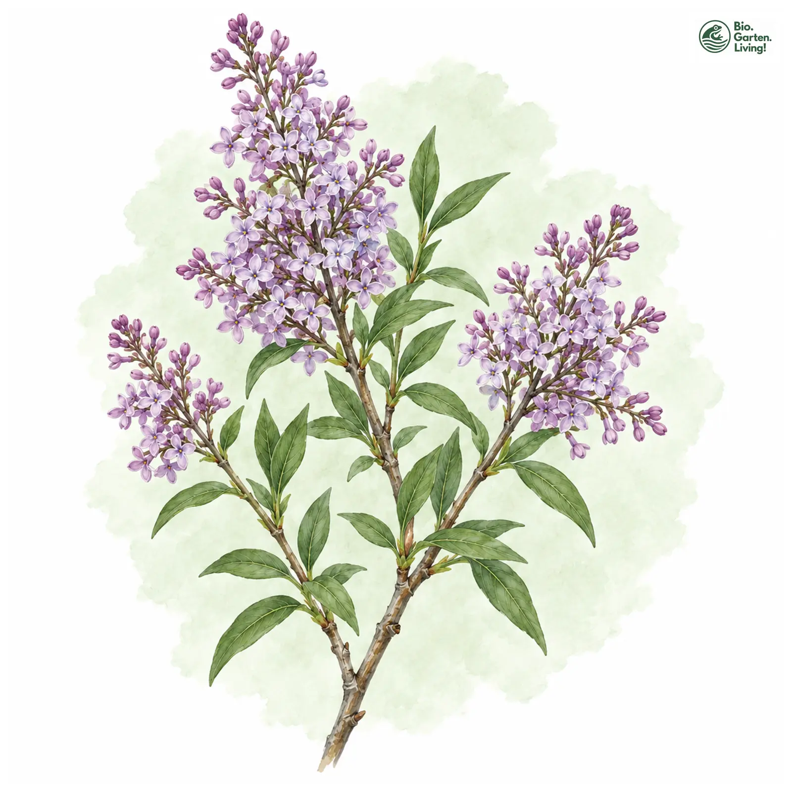 Aquarellzeichnung: Persischer Flieder (Syringa persica)