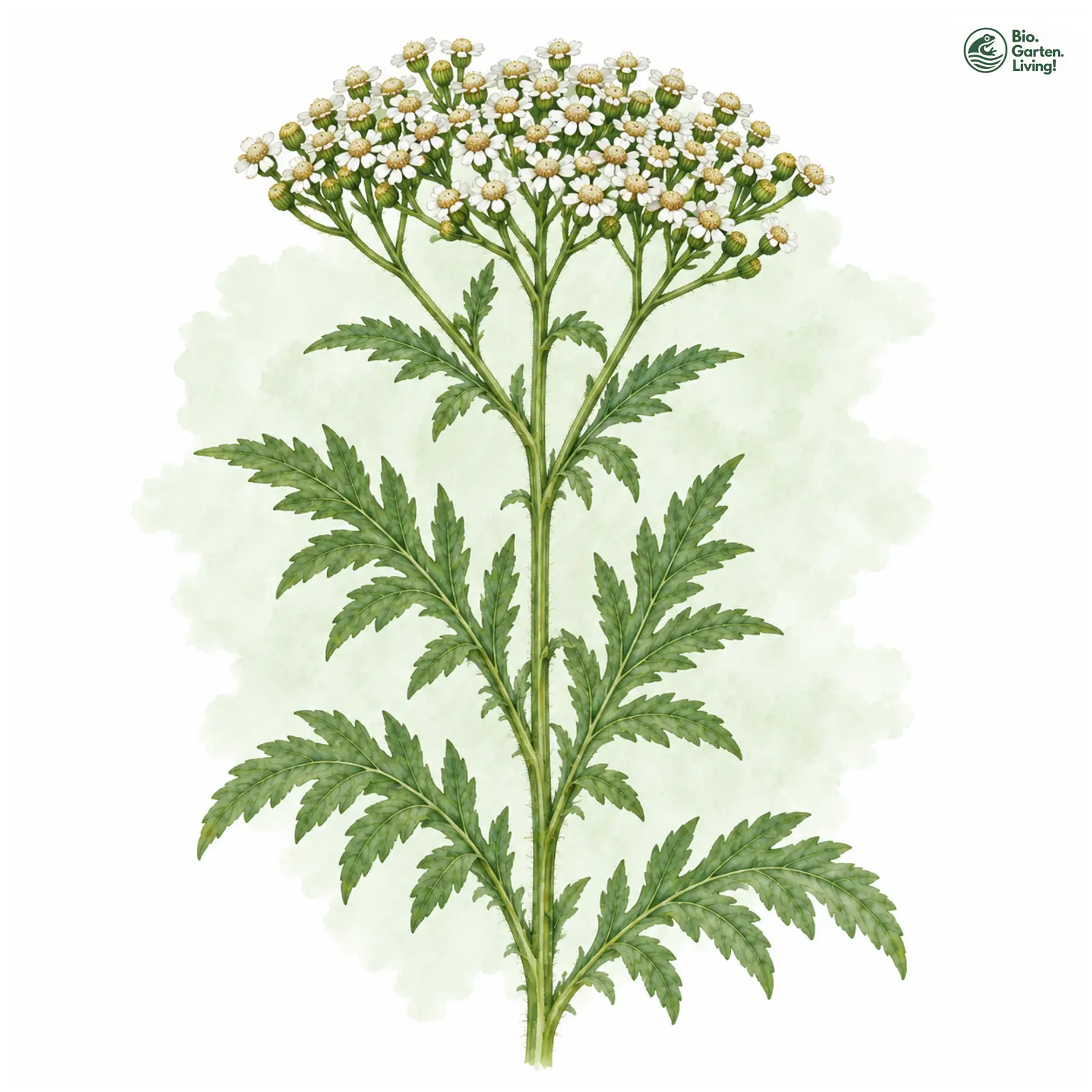 Aquarellzeichnung: Schafgarben-Margerite (Tanacetum macrophyllum)