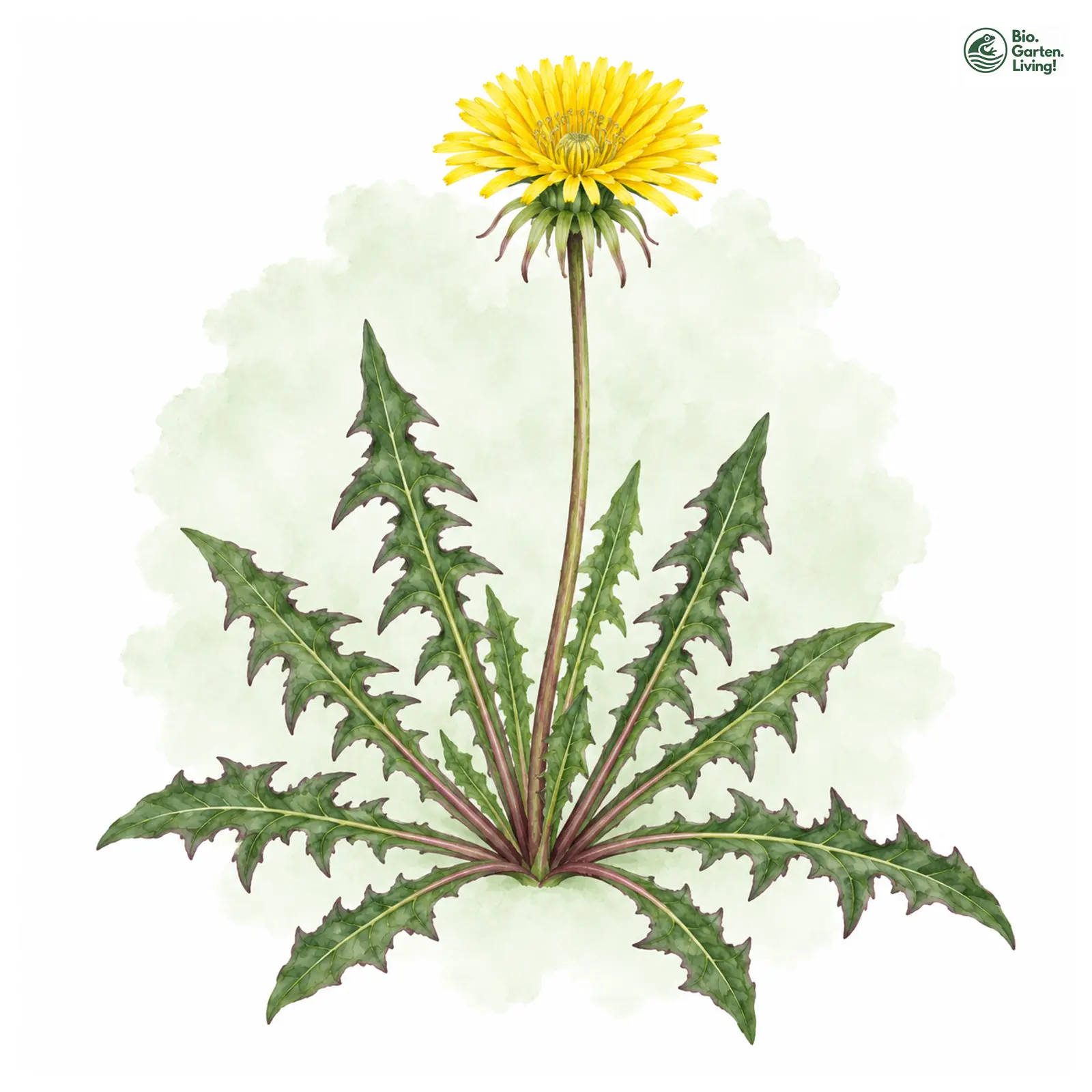 Aquarellzeichnung: Scharfkantiger Löwenzahn (Taraxacum acutangulum)