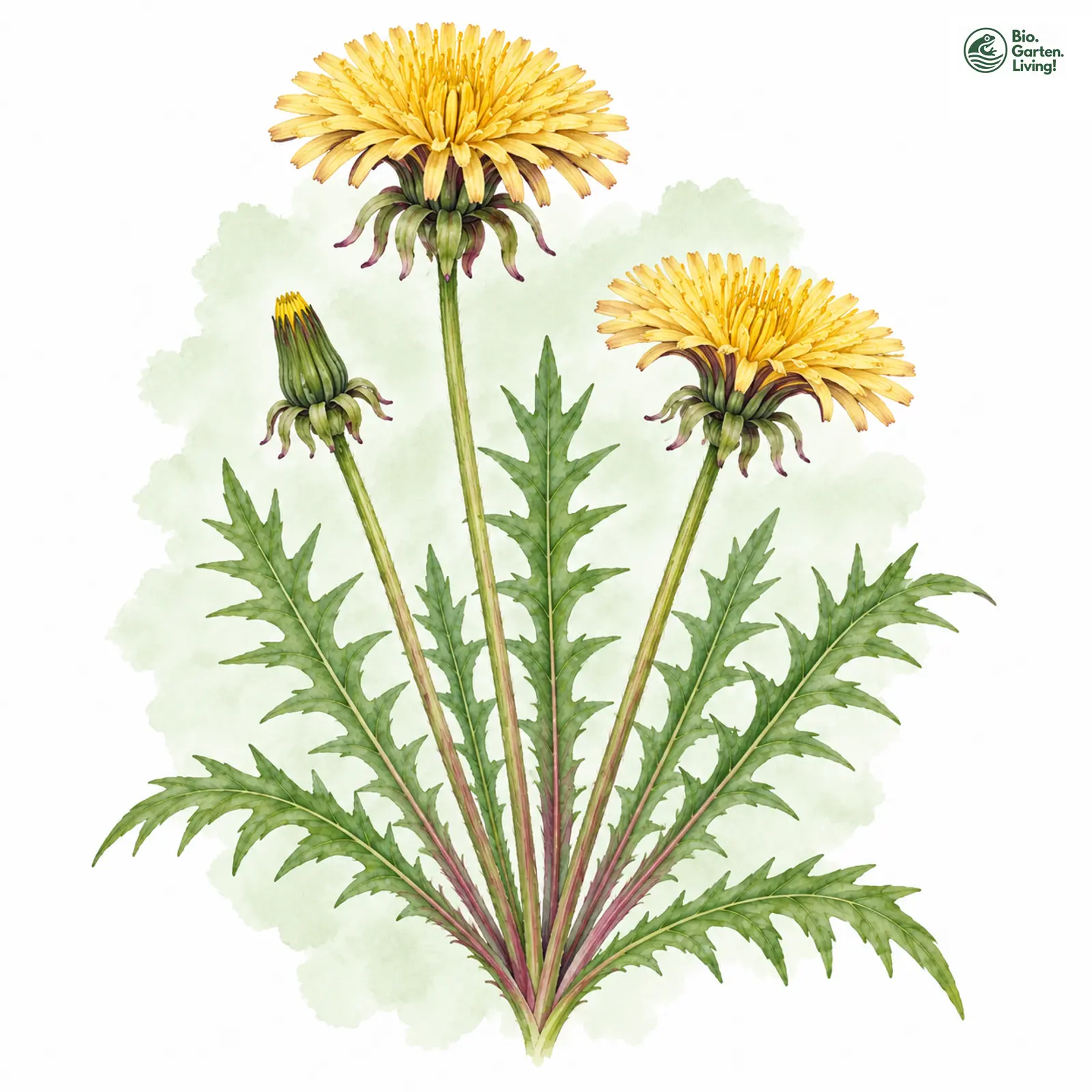 Aquarellzeichnung: Gleichlappiger Löwenzahn (Taraxacum aequilobum)