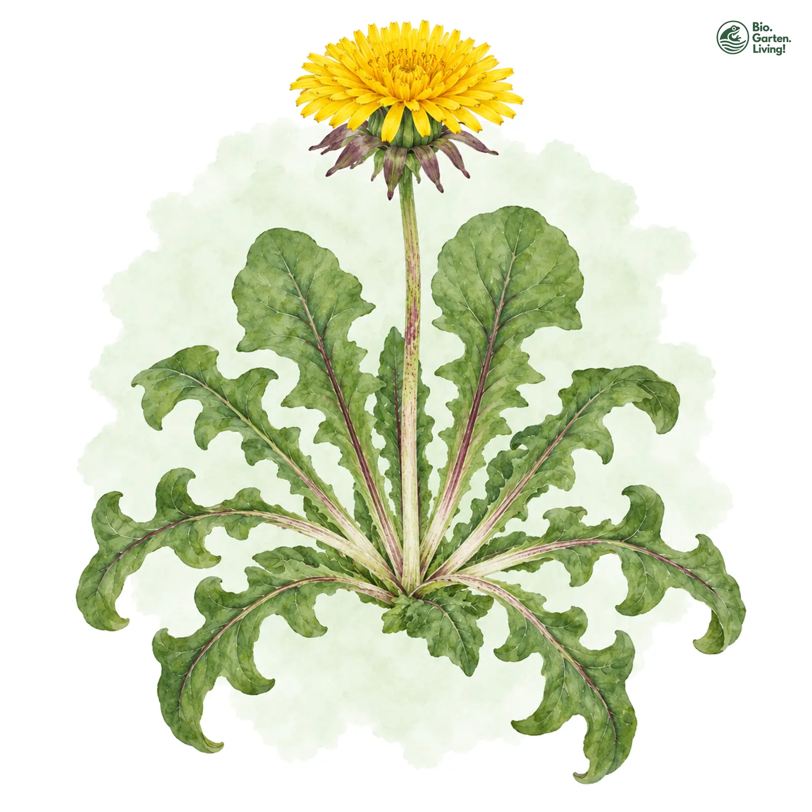 Aquarellzeichnung: Hakenlappiger Löwenzahn (Taraxacum ancistrolobum)
