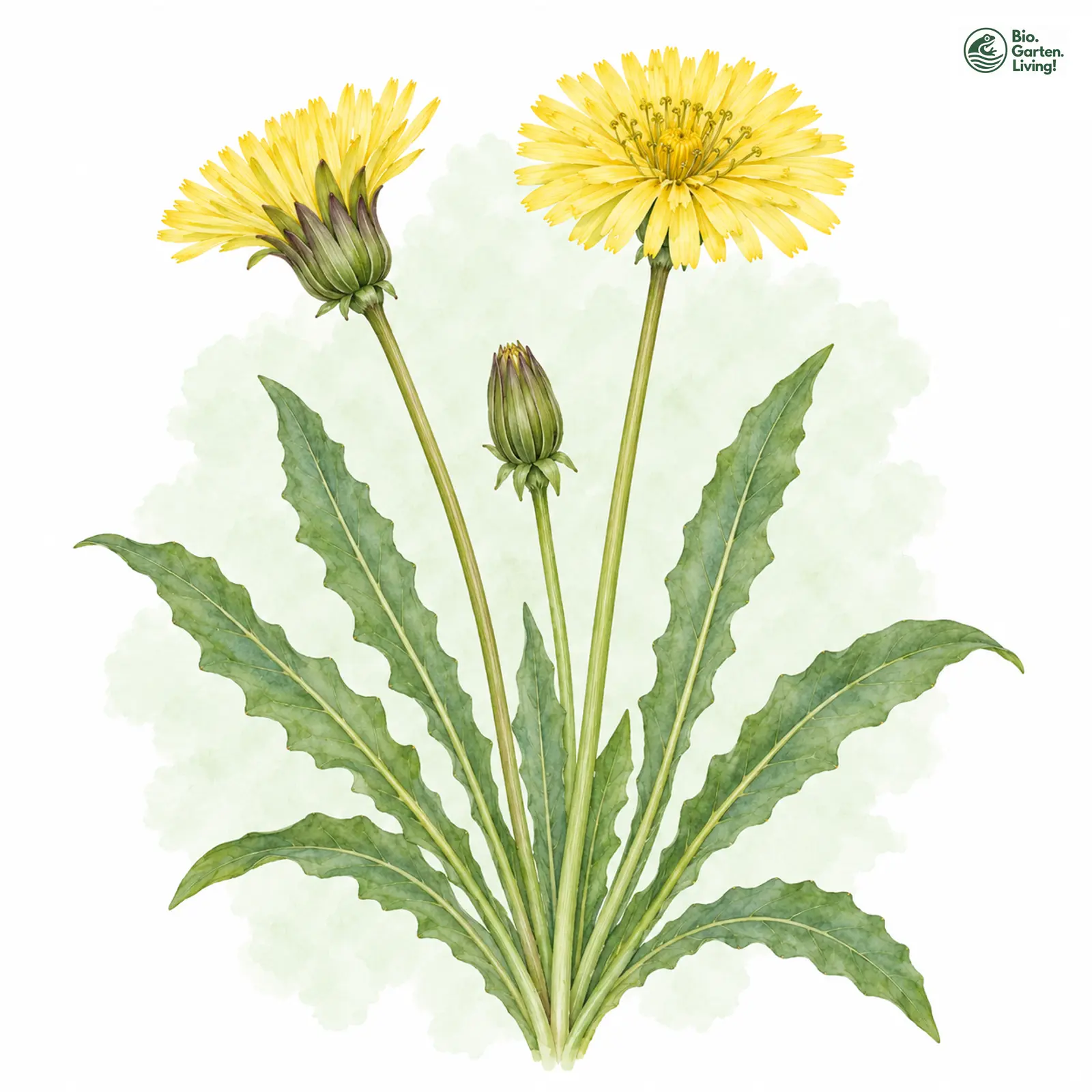 Aquarellzeichnung: Flachmoor-Löwenzahn (Taraxacum austrinum)