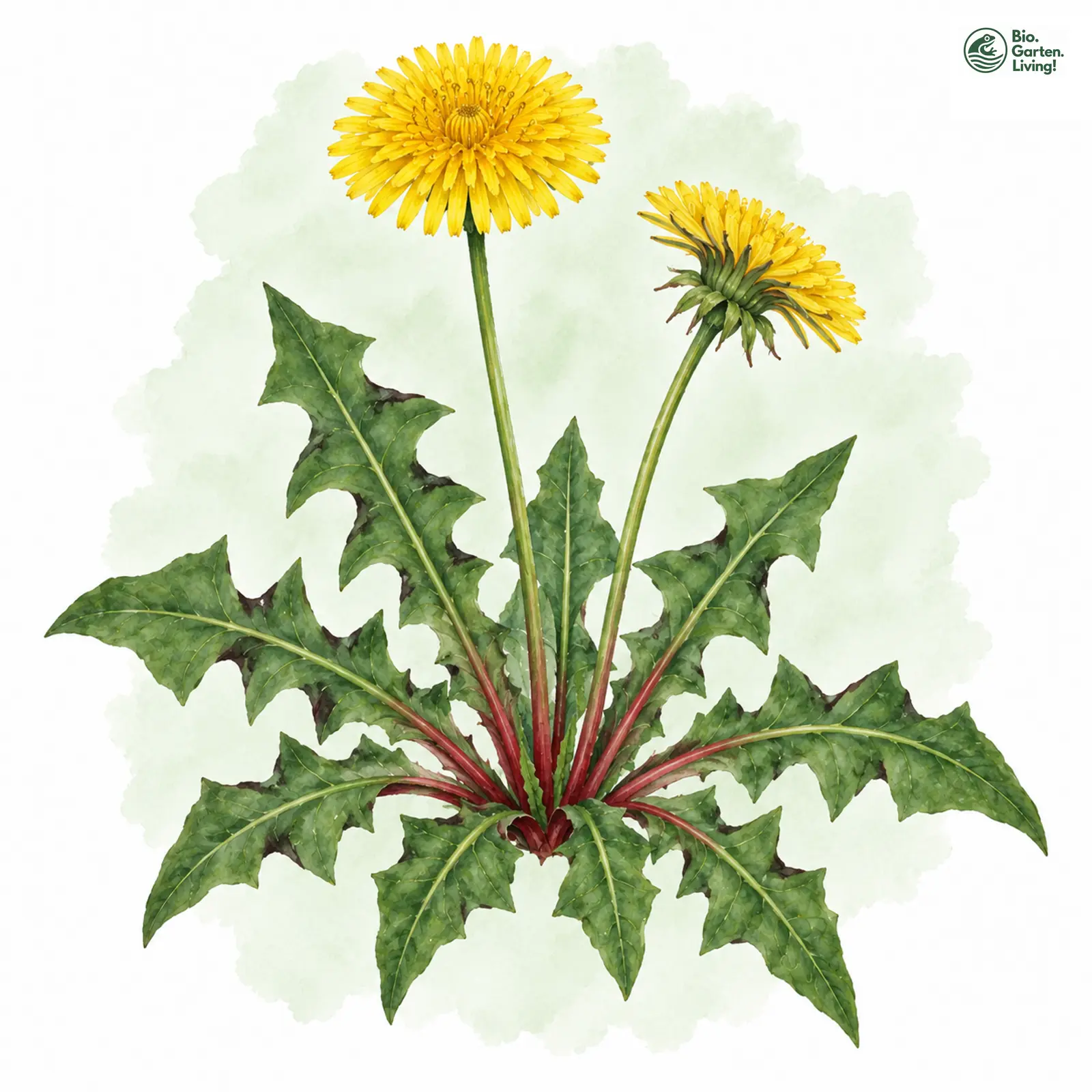 Aquarellzeichnung: Graublättriger Löwenzahn (Taraxacum baeckiiforme)