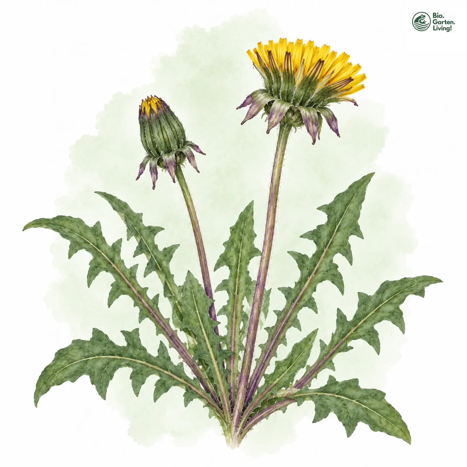 Aquarellzeichnung: Kurzblütiger Löwenzahn (Taraxacum brachyglossum)