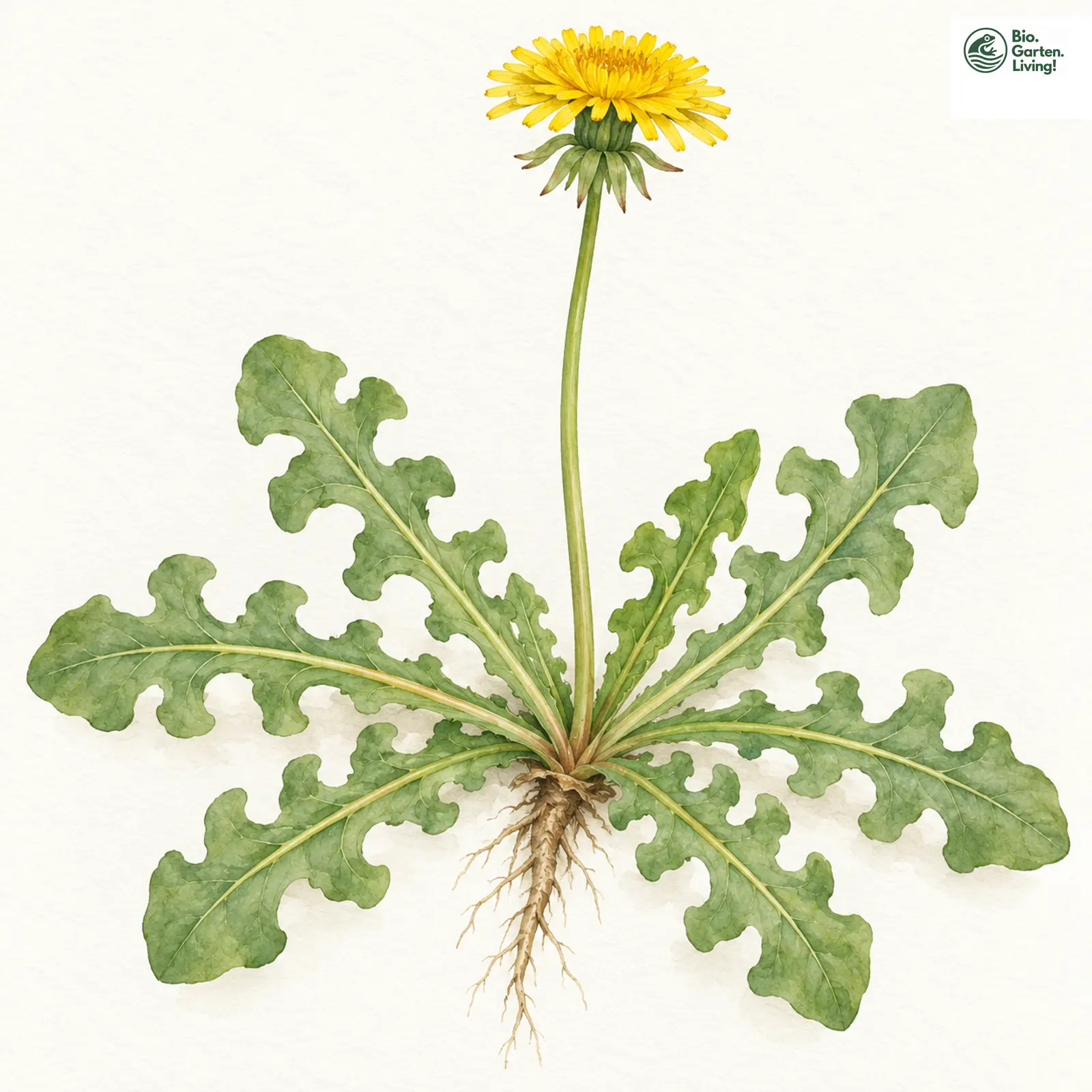 Aquarellzeichnung: Keulenlappiger Löwenzahn (Taraxacum corynodes)