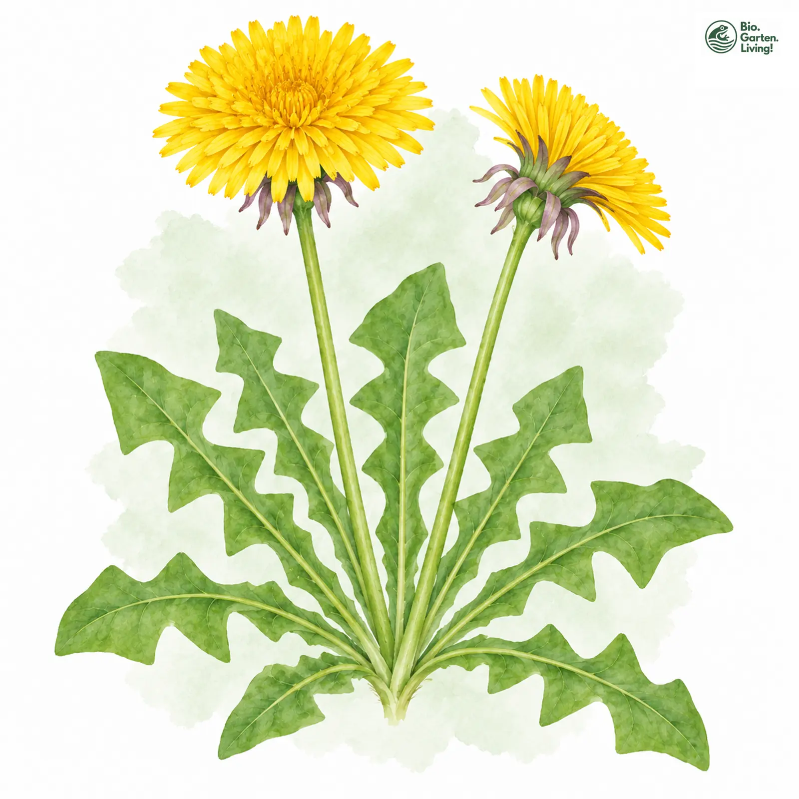 Aquarellzeichnung: Kurzblättiger Löwenzahn (Taraxacum curtifrons)
