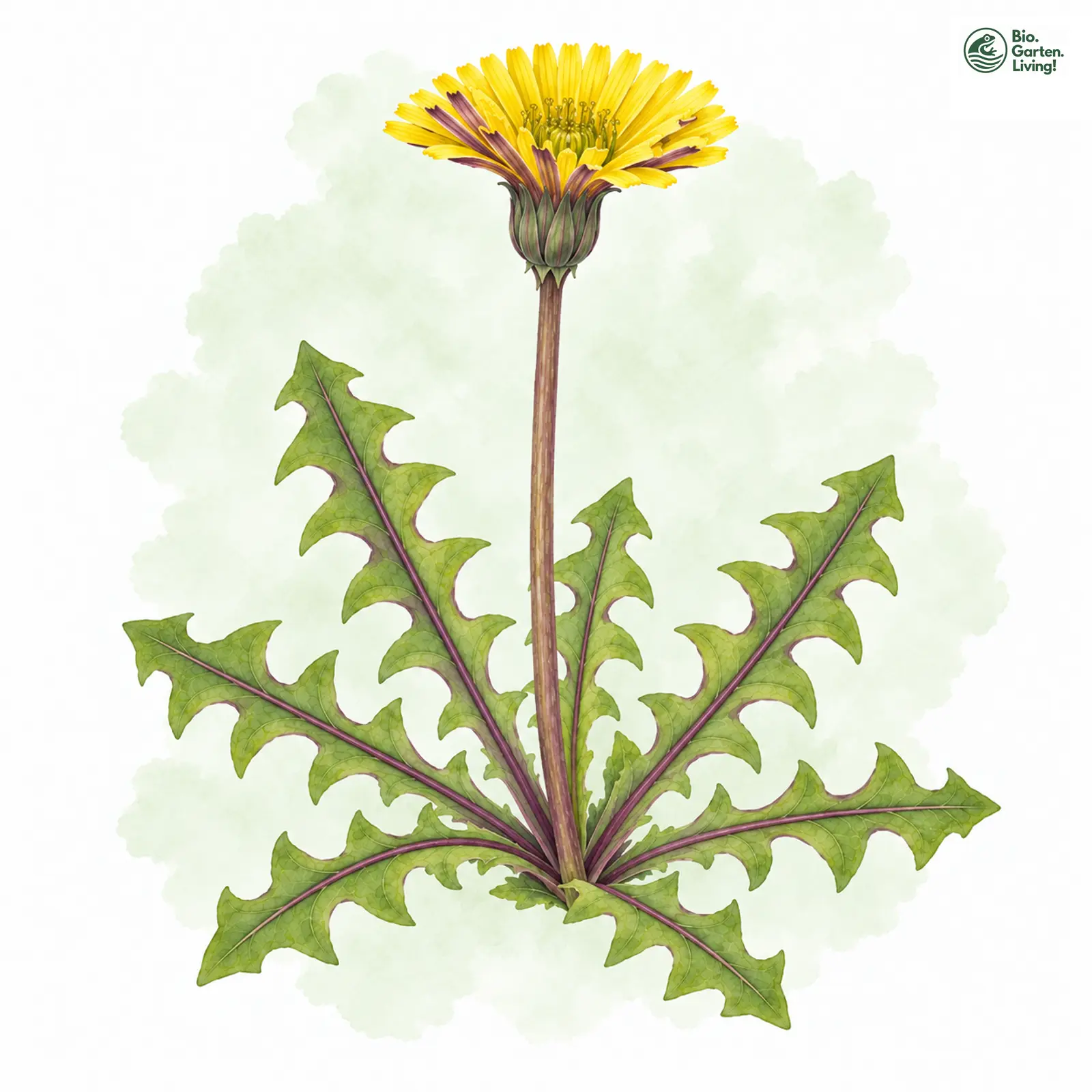 Aquarellzeichnung: Delanghe-Löwenzahn (Taraxacum delanghei)
