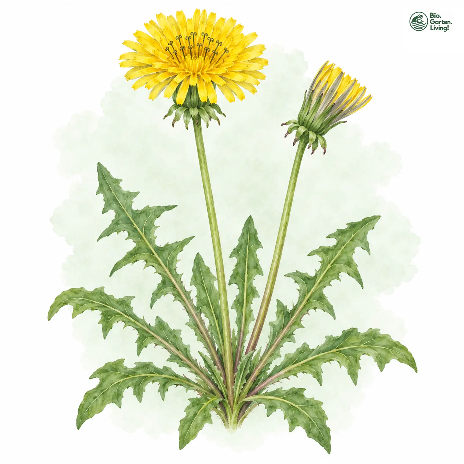 Aquarellzeichnung: Ungleichzähniger Löwenzahn (Taraxacum disseminatum)
