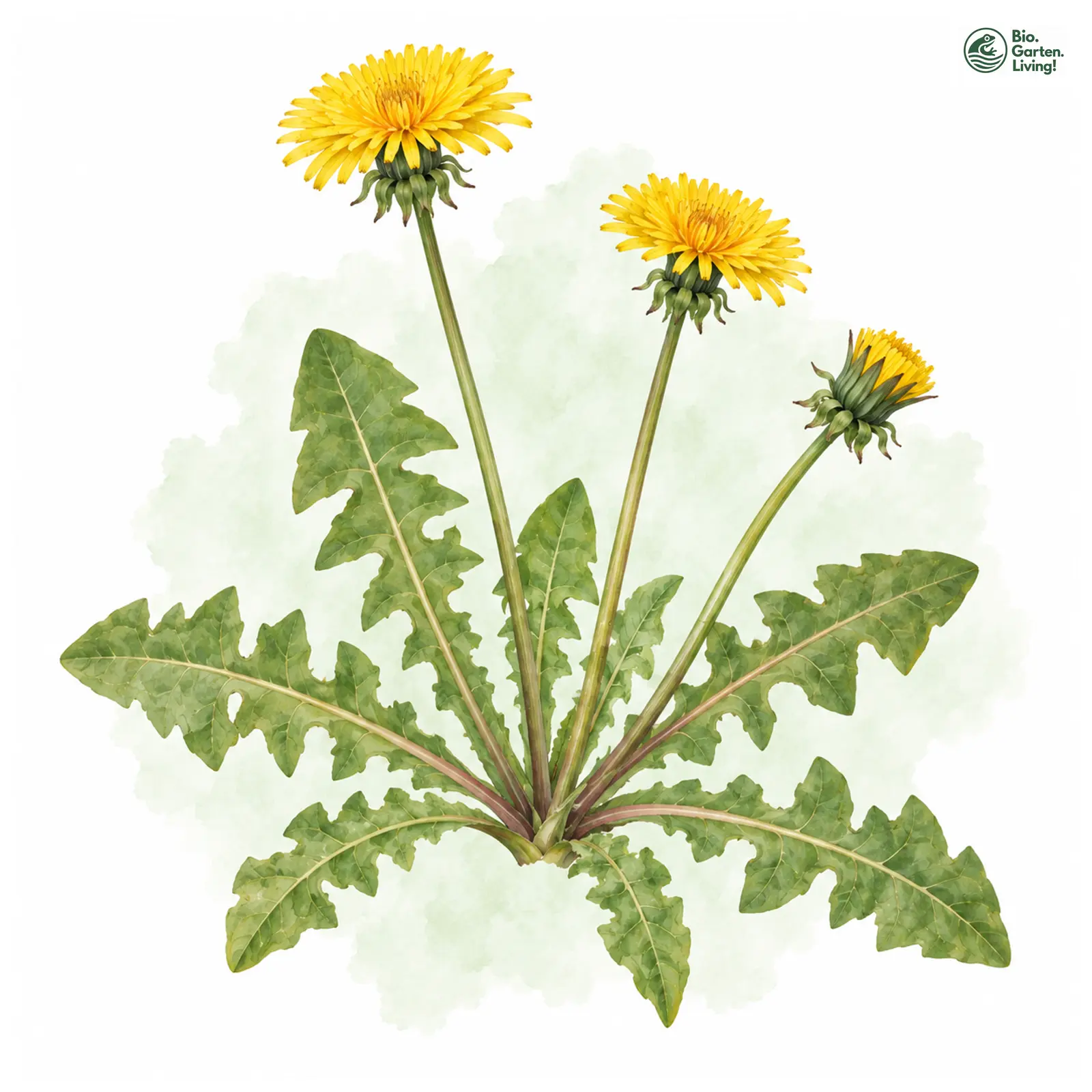 Aquarellzeichnung: Weitlappiger Löwenzahn (Taraxacum eurylobum)