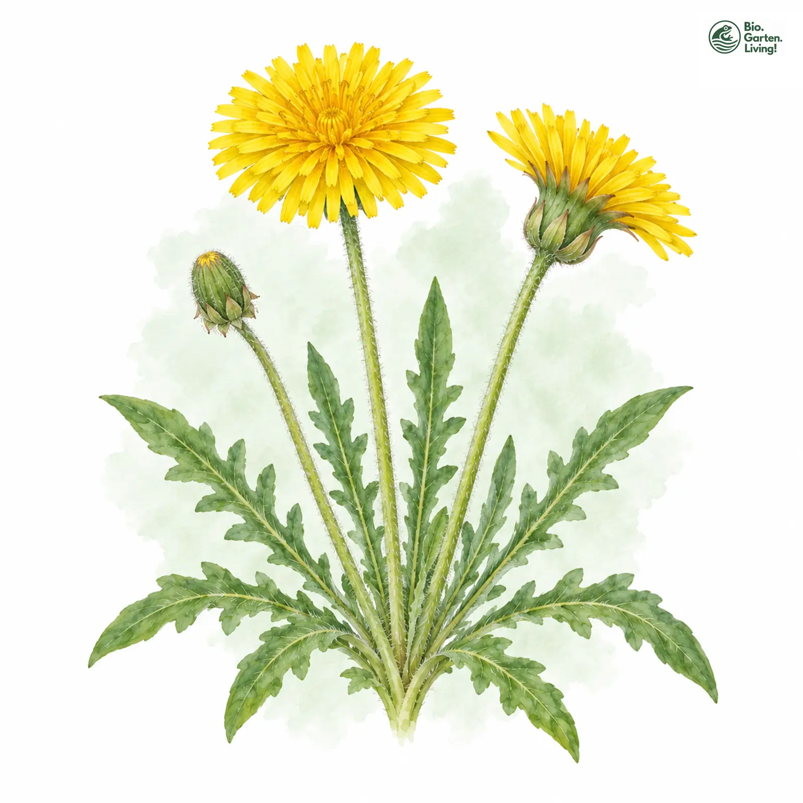 Aquarellzeichnung: Deutscher Löwenzahn (Taraxacum germanicum)